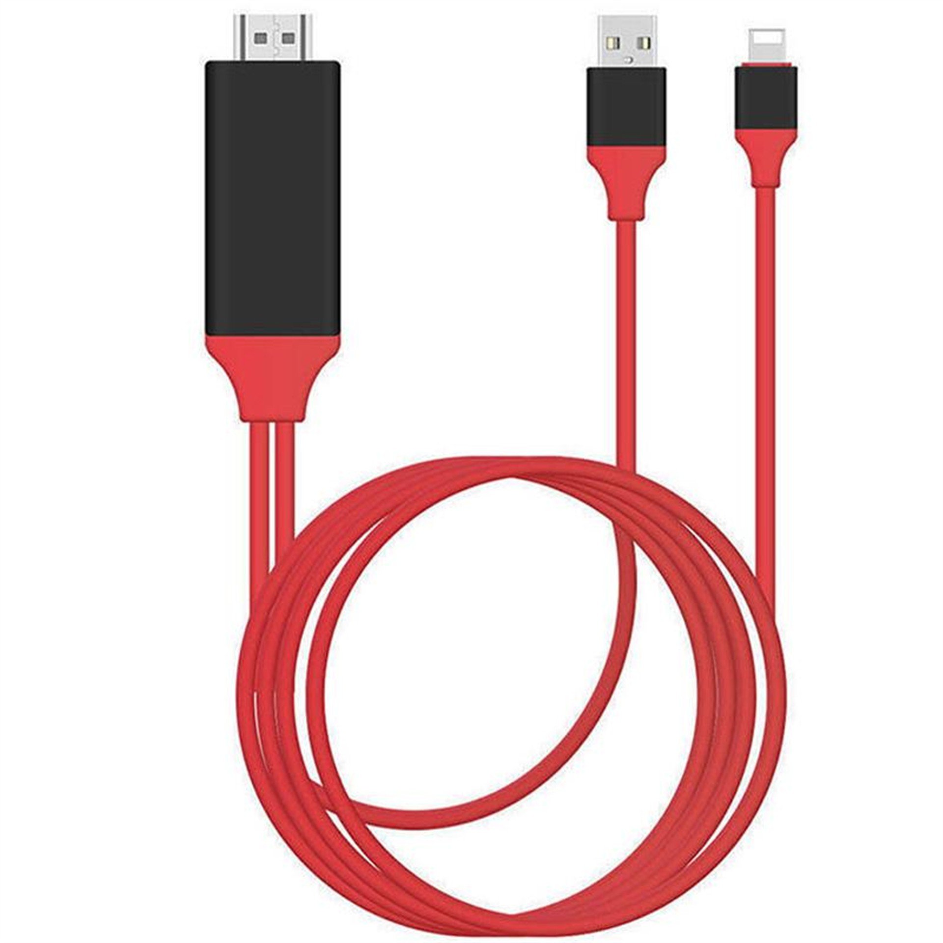 Powermaster Powermaster P8M Lightning To HDMI + USB 2 Metre Kablo PM-6020 - HDMI Kablo