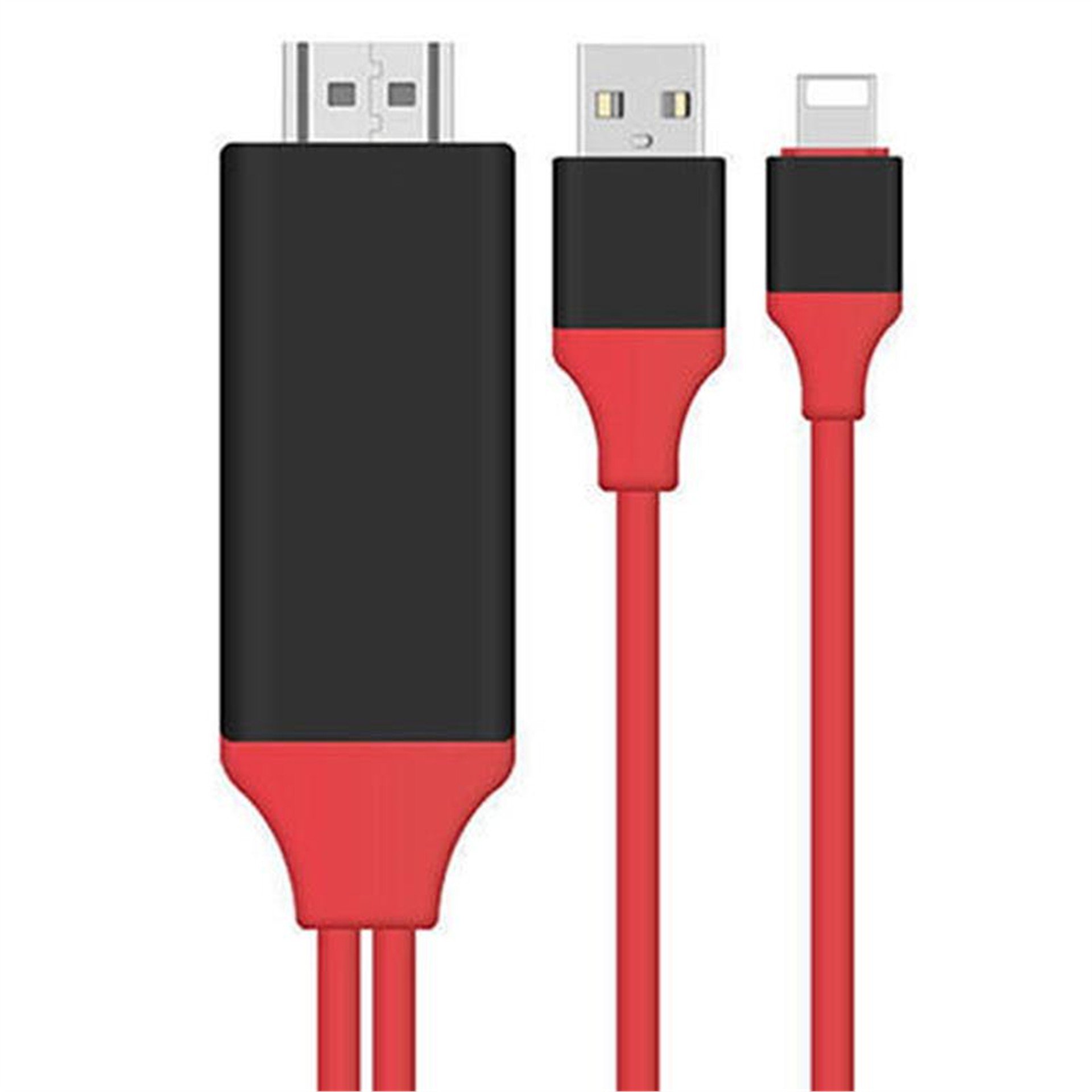 Powermaster Powermaster P8M Lightning To HDMI + USB 2 Metre Kablo PM-6020 - HDMI Kablo