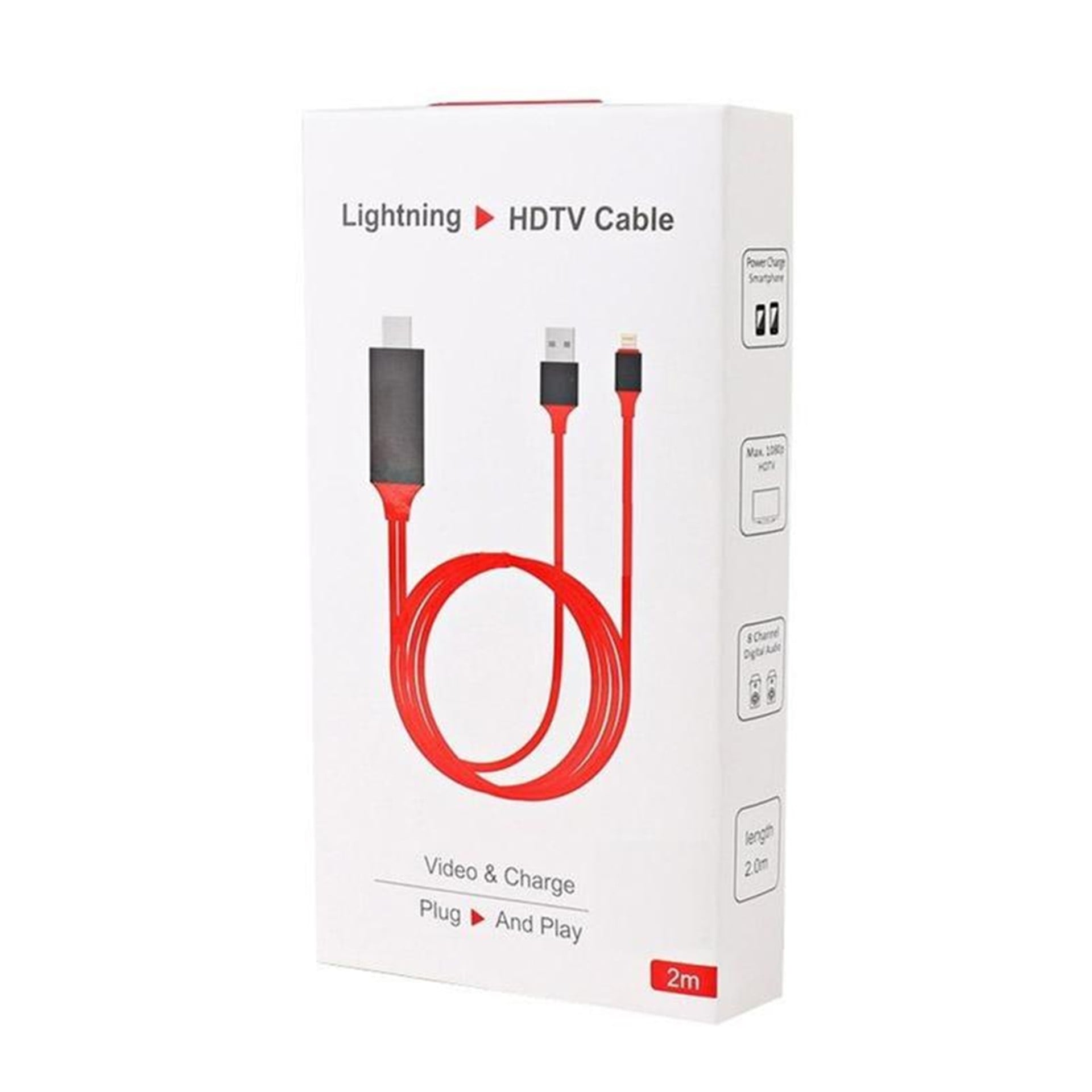 Powermaster Powermaster P8M Lightning To HDMI + USB 2 Metre Kablo PM-6020 - HDMI Kablo