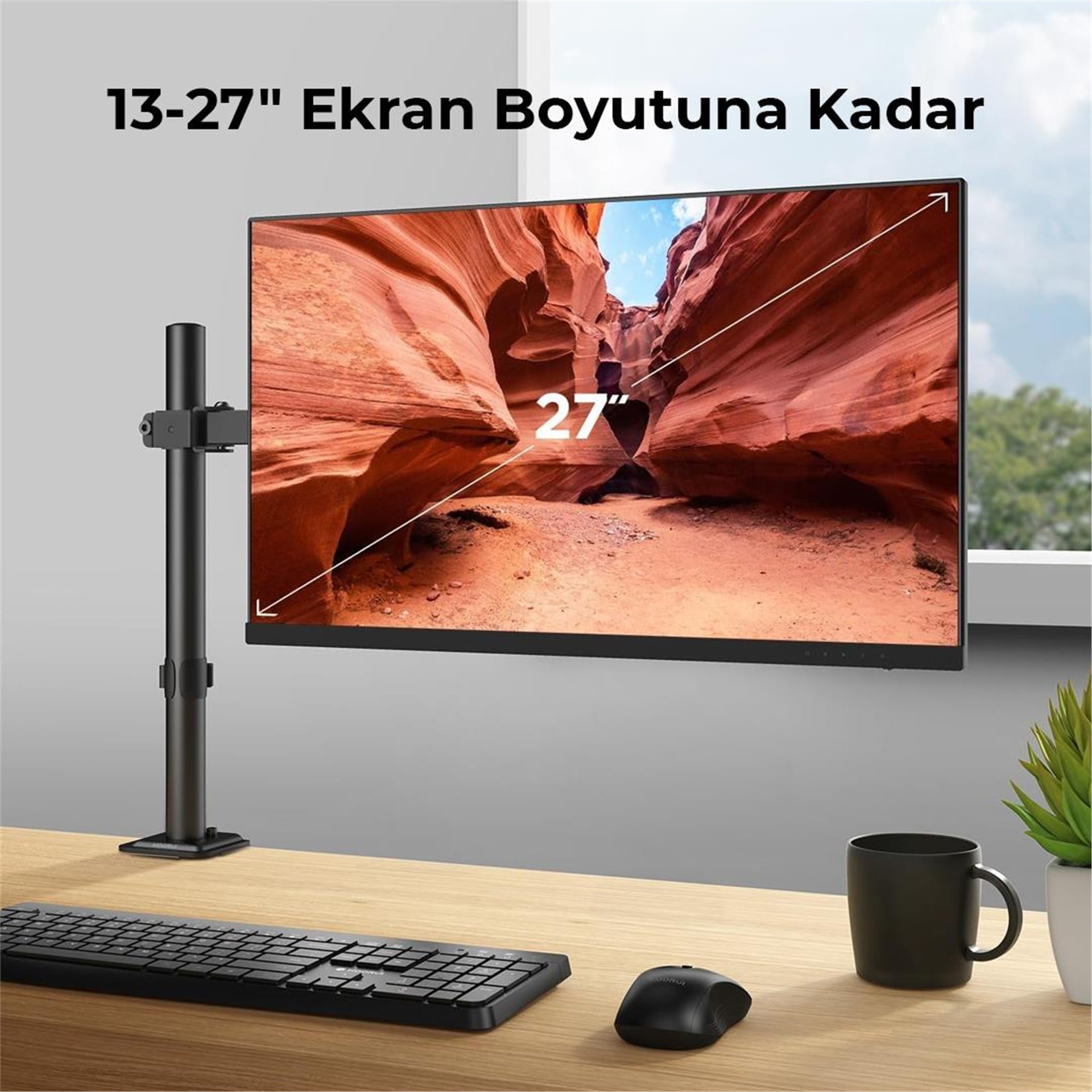 Powermaster PowerMaster PM-051 13-27'' Mekanik Tek Kol LCD-LED Gaming Monitör Tutucu Stand Askı Aparatı - Tv Askı Aparatları
