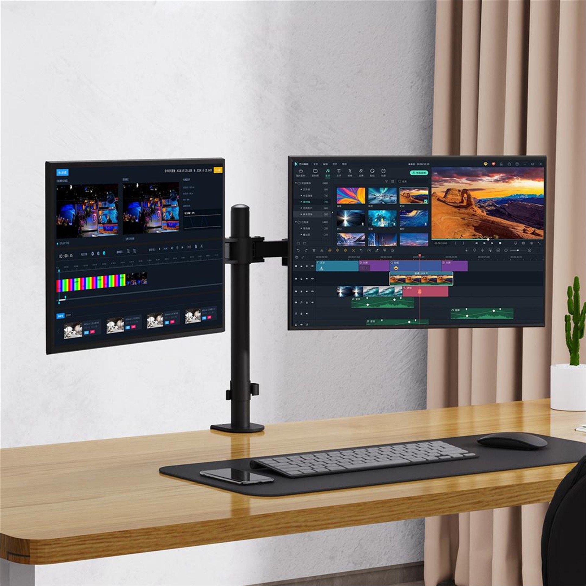 Powermaster PowerMaster PM-052 13-27'' Mekanik Çift Kol LCD-LED Gaming Monitör Tutucu Masa Stand Askı Aparatı - Tv Askı Aparatları