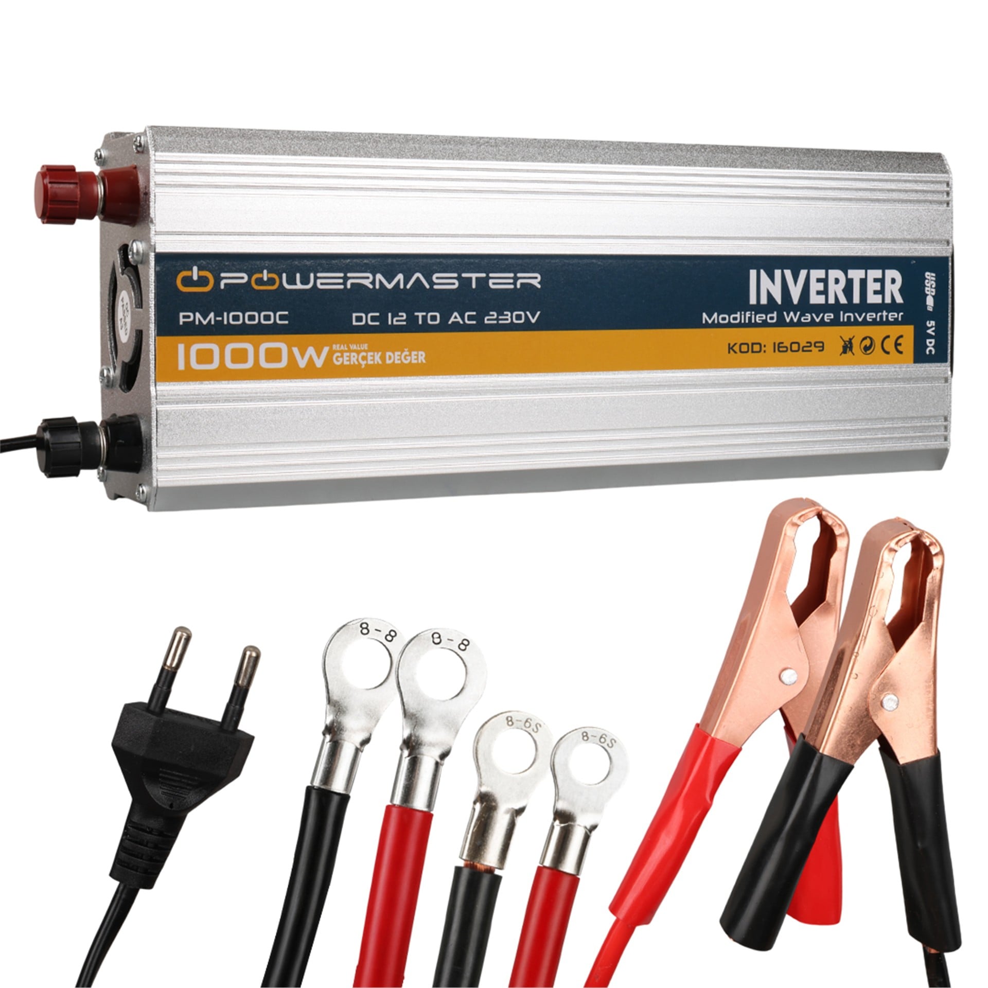 Powermaster Powermaster PM-1000C 12 Volt - 1000 Watt Şarjlı UPS'li Inverter - Adaptörler