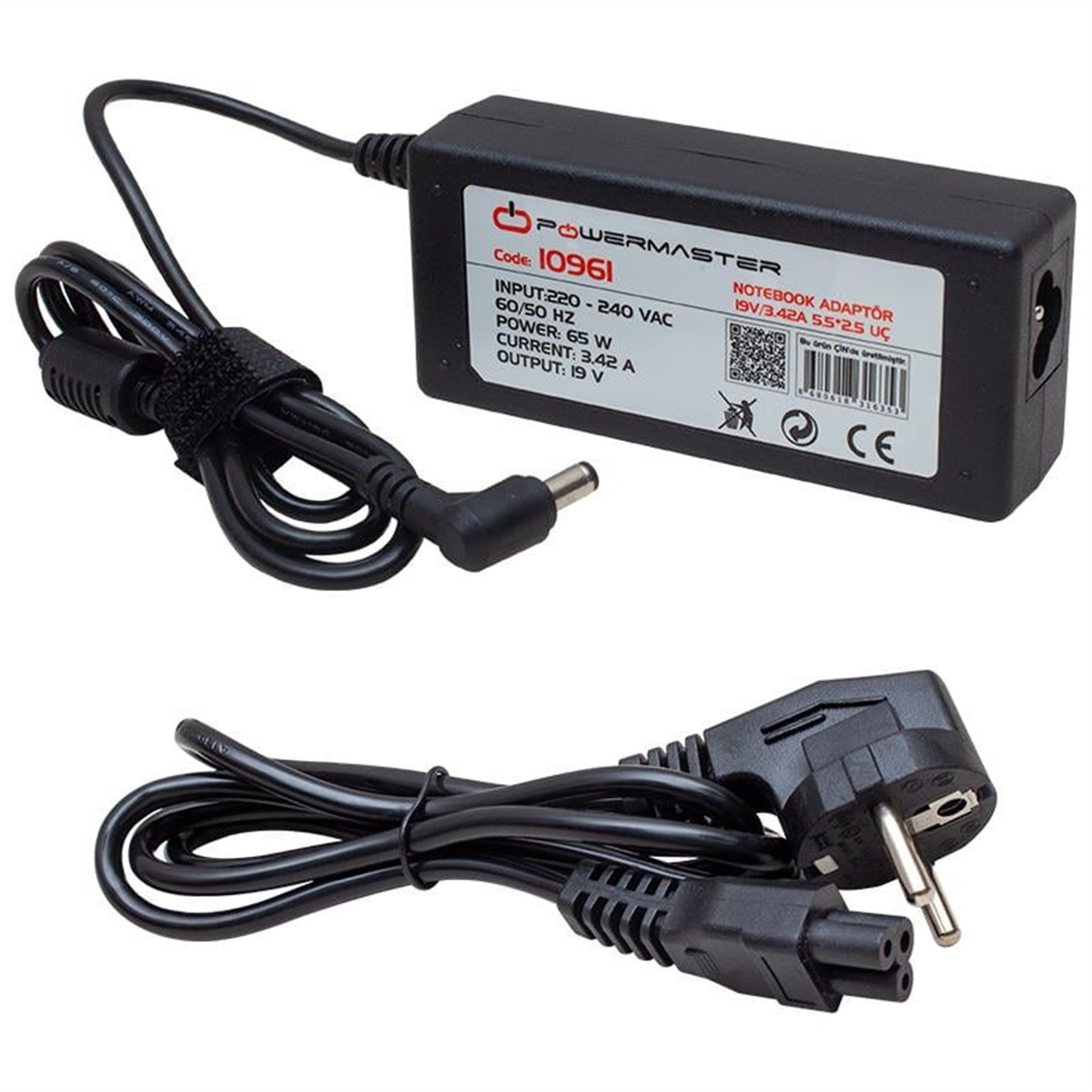 Powermaster Powermaster PM-10961 19 Volt - 3.42 Amper 5.5*2.5 Mm Uçlu Adaptör (Toshiba-Asus-Acer Notebook) - Adaptörler
