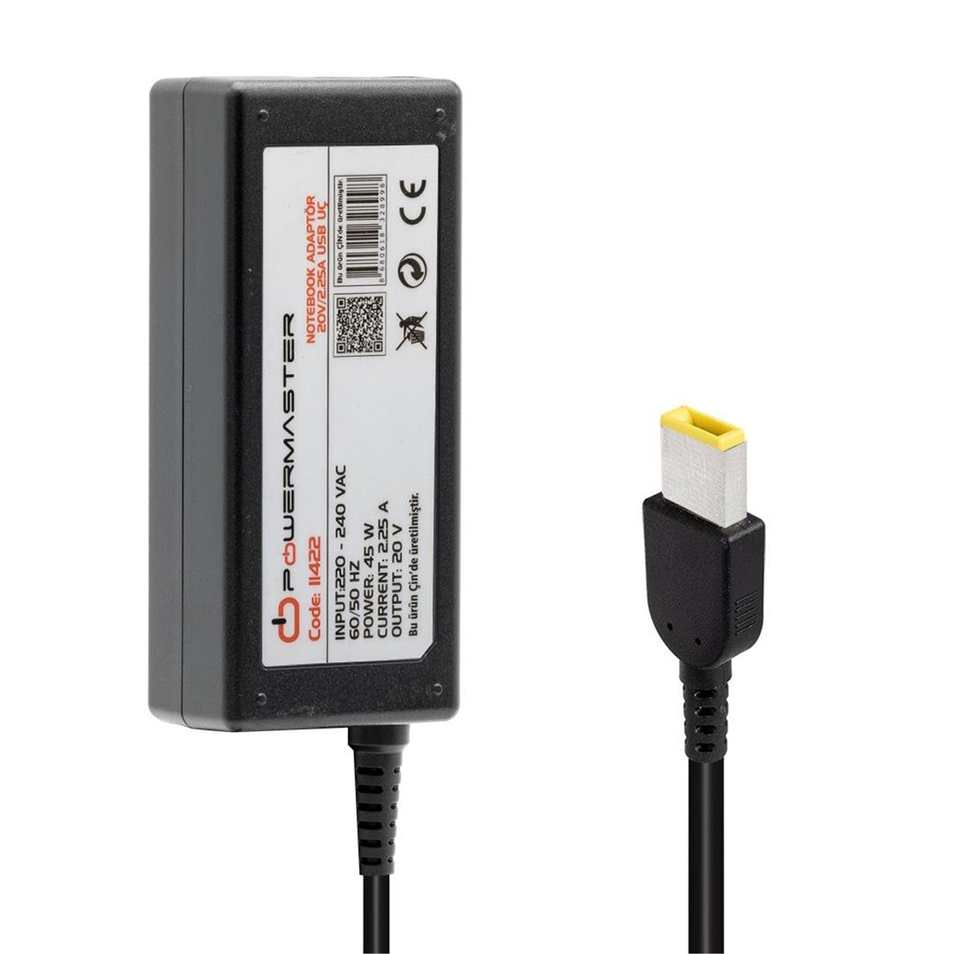 Powermaster Powermaster PM-11422 20 Volt - 2.25 Amper Usb Tip Uçlu Adaptör (Lenovo Ibm Notebook) - Laptop Adaptörleri