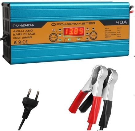 POWERMASTER PM-1240A 12 VOLT MAX 40 AMPER AKÜ ŞARJ CİHAZI (İNGİLİZ SOKET)