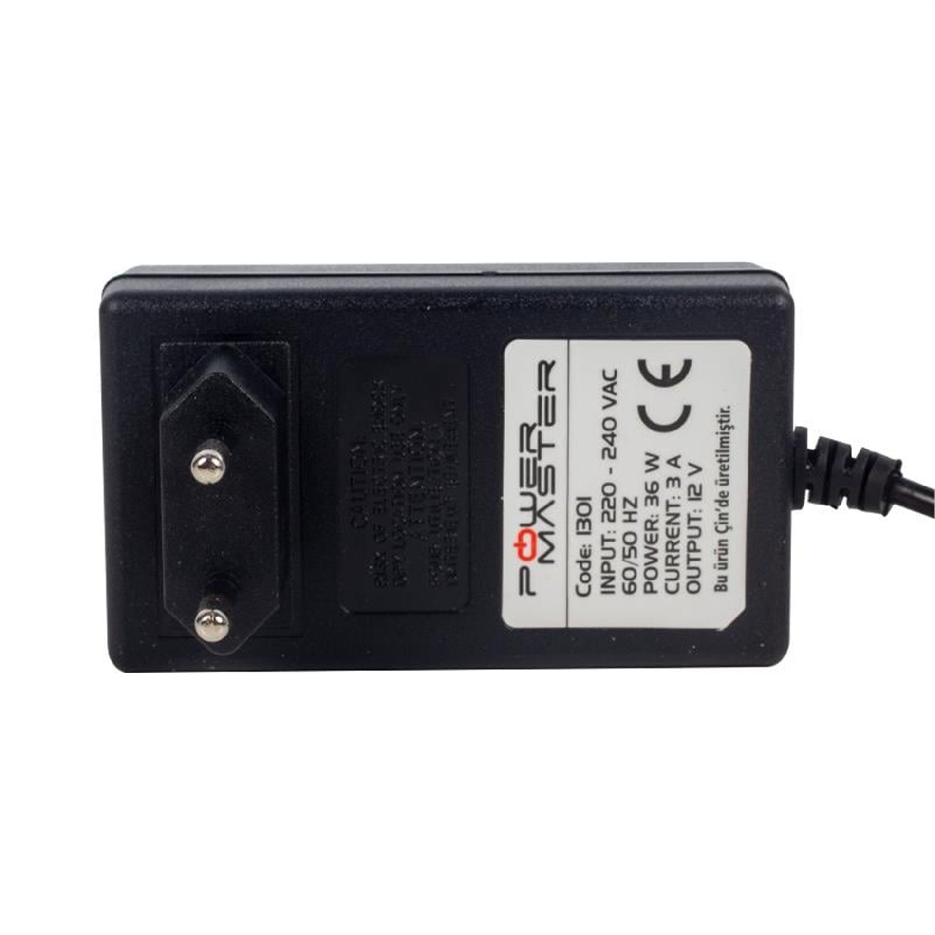 Powermaster Powermaster PM-1301 12 Volt - 3 Amper 3.5*1.35 Mm Uçlu Vera Yazar Kasa Pos Plastik Kasa Adaptör - Yazar Kasa - Pos Adaptörü