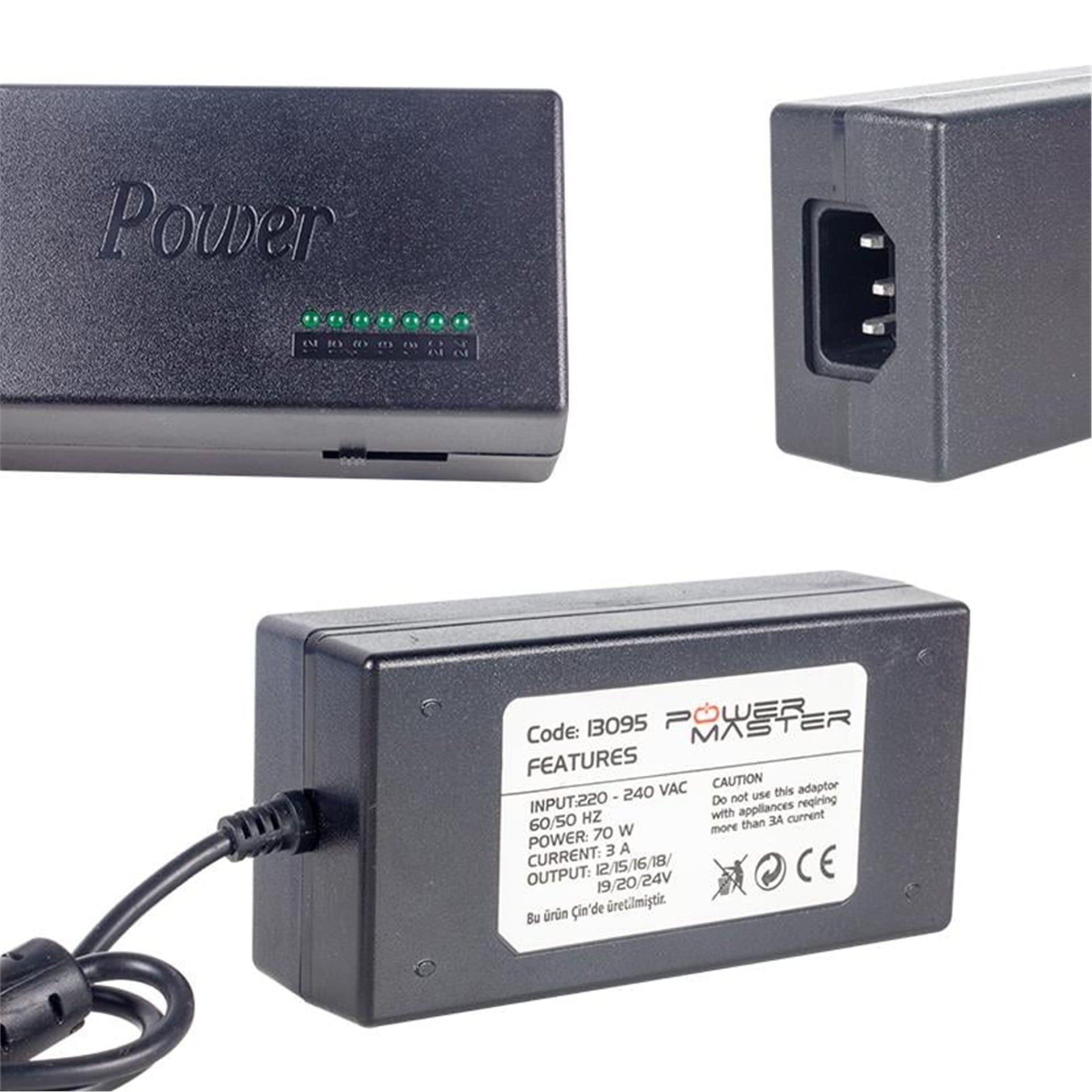 Powermaster Powermaster PM-13095 12 Volt - 24 Volt - 70 Watt 8 Uçlu Universal Notebook Adaptörü - Adaptörler