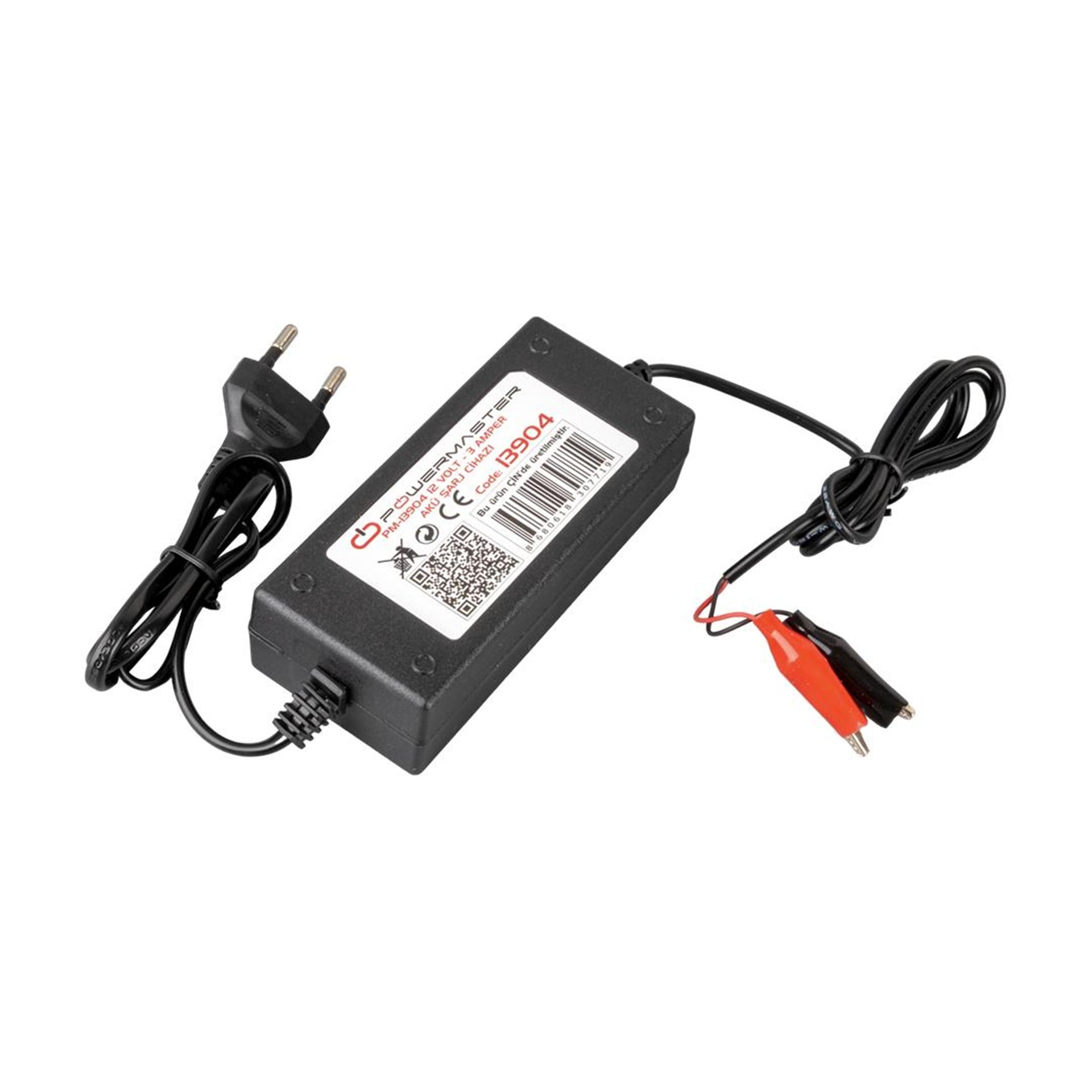 Powermaster Powermaster PM-13904 12 Volt - 3 Amper Krokodil Uçlu Akü Şarj Adaptörü - Akü Şarj Cihazları