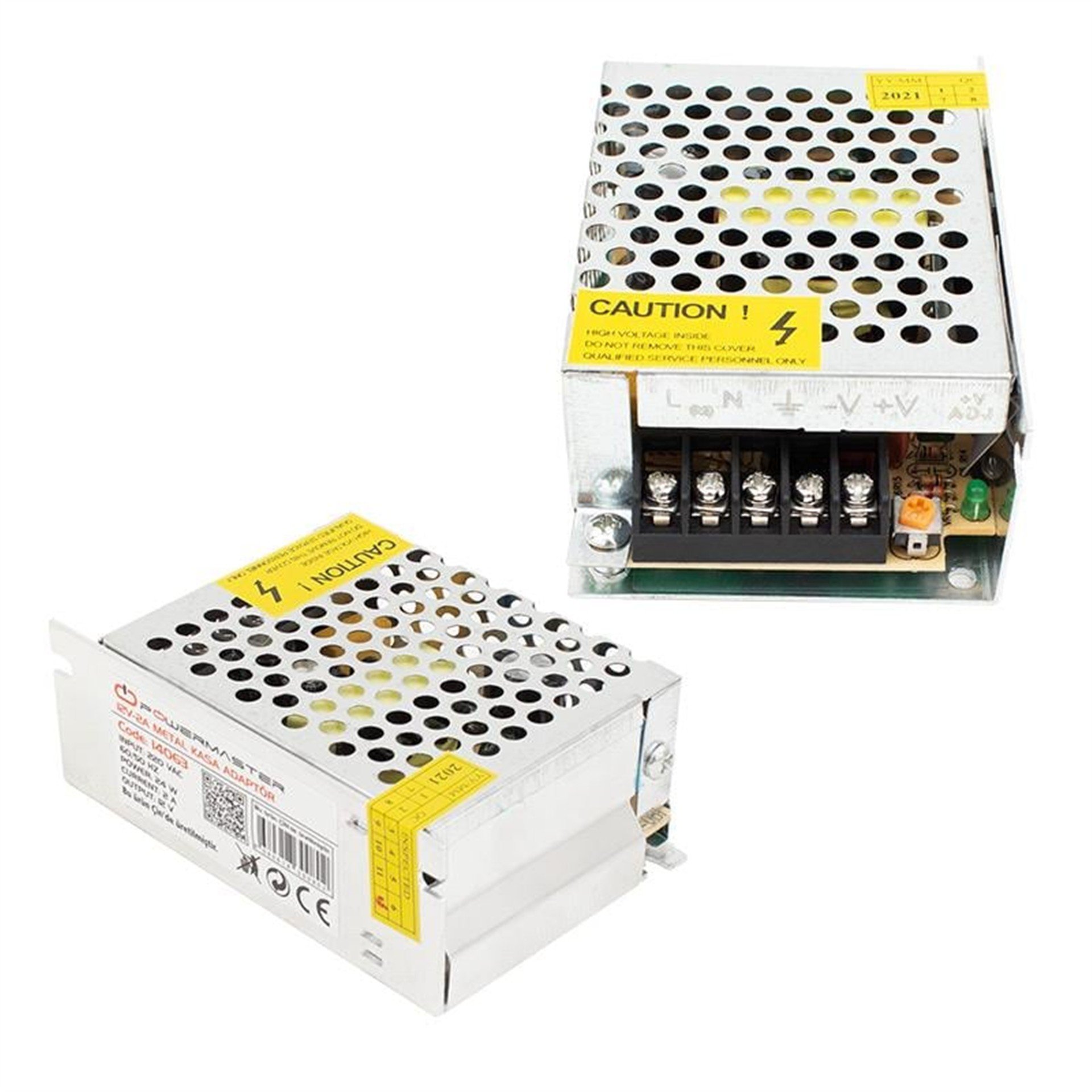 Powermaster Powermaster PM-14063 12 Volt - 2 Amper - 24 Watt Metal Kasa Adaptör - Metal Kasa Adaptörler