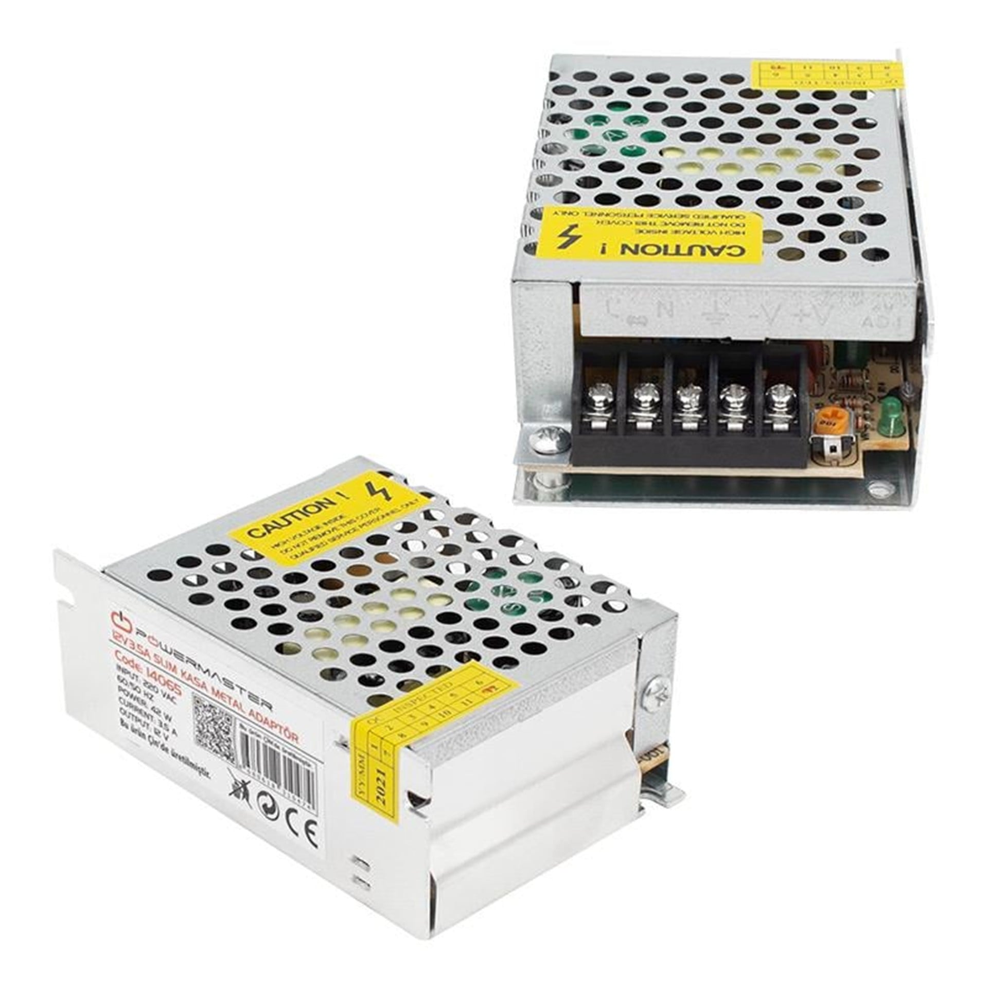 Powermaster Powermaster PM-14065 12 Volt - 3.5 Amper - 42 Watt Metal Kasa Adaptör - Metal Kasa Adaptörler