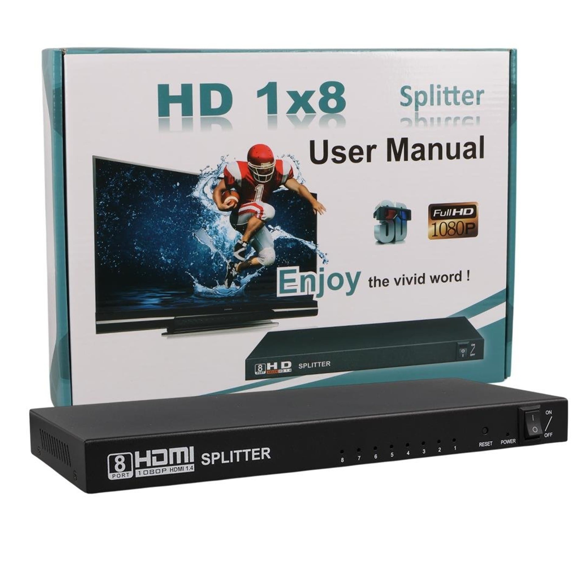 Powermaster PowerMaster PM-14218 1 Giriş 8 Çıkış Port 1080P FHD HDMI Dağıtıcı Splitter (8'li Çoklayıcı) - Hdmi Dağıtıcı