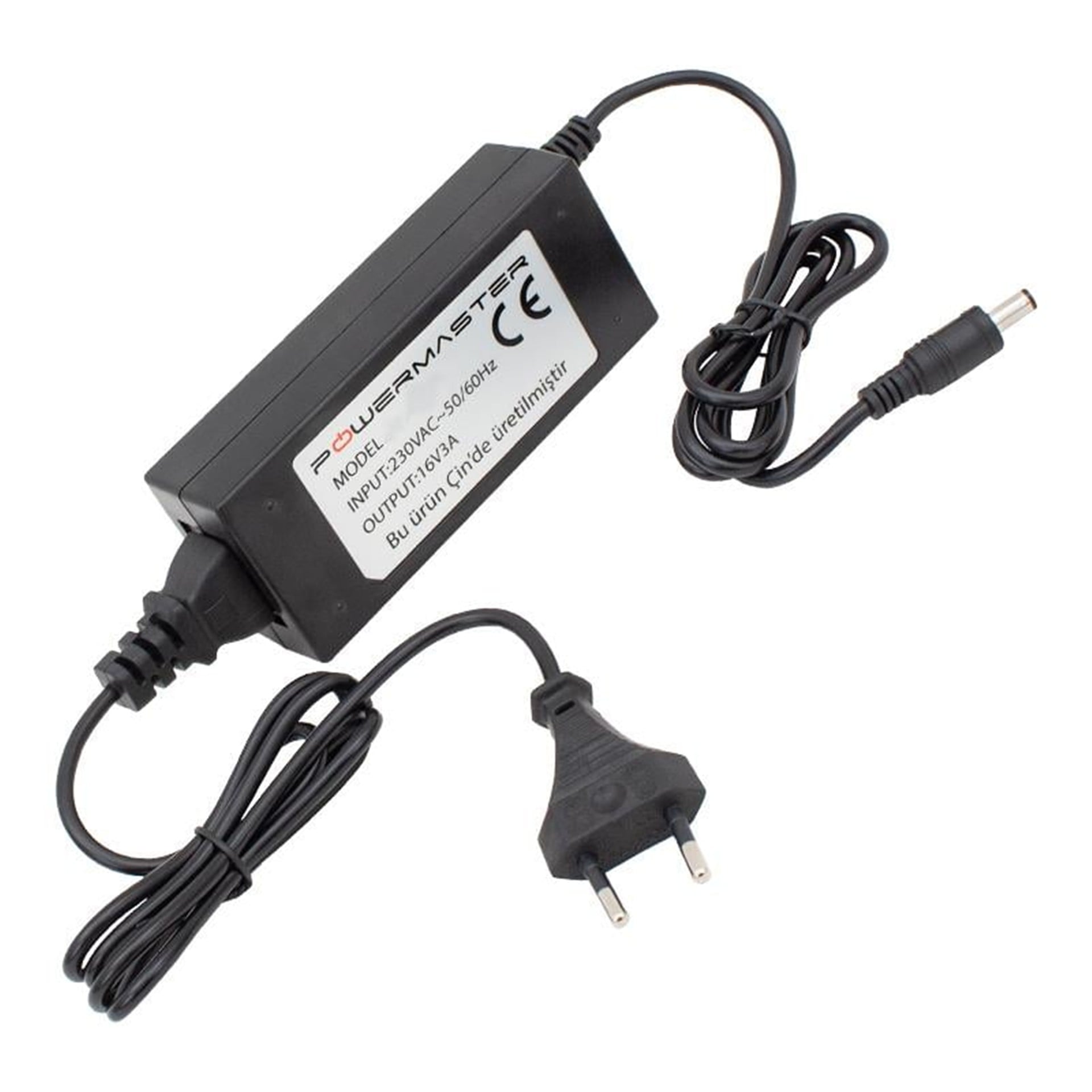 Powermaster Powermaster PM-14311 16 Volt - 3 Amper 5.5*2.5 Mm Uçlu Plastik Kasa Santral Adaptörü (Masaüstü) - Santral Adaptörü