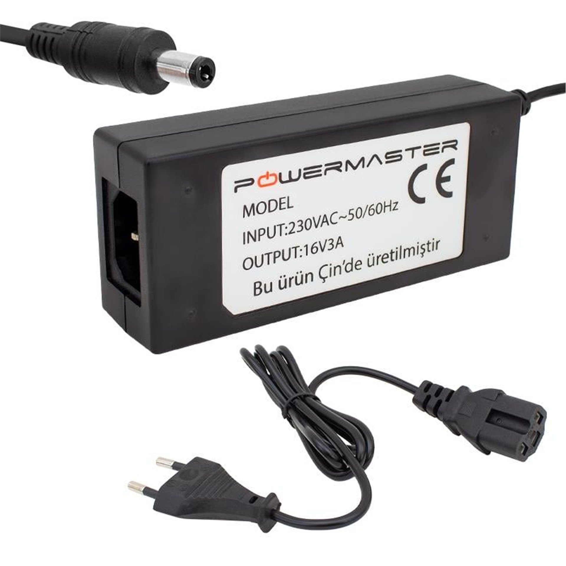 Powermaster Powermaster PM-14311 16 Volt - 3 Amper 5.5*2.5 Mm Uçlu Plastik Kasa Santral Adaptörü (Masaüstü) - Santral Adaptörü