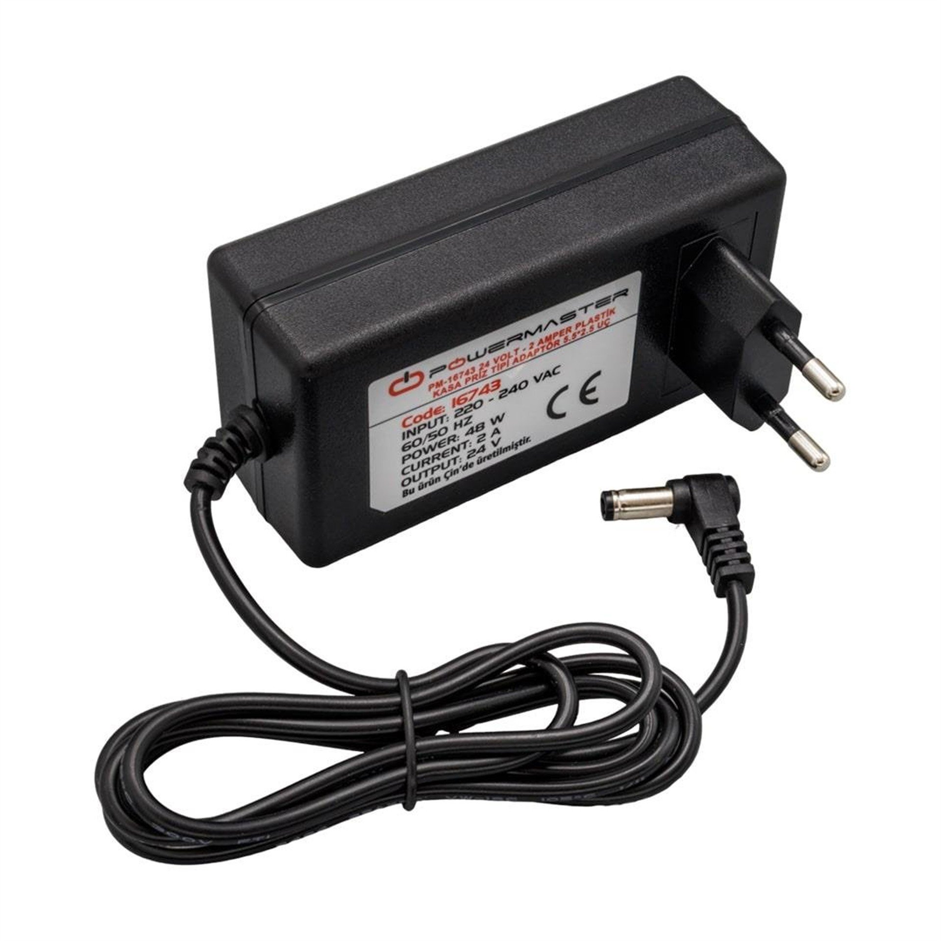 Powermaster Powermaster PM-16743 24 Volt - 2 Amper Plastik Kasa 5.5*2.5 Uç Priz Tip Adaptör - Adaptörler