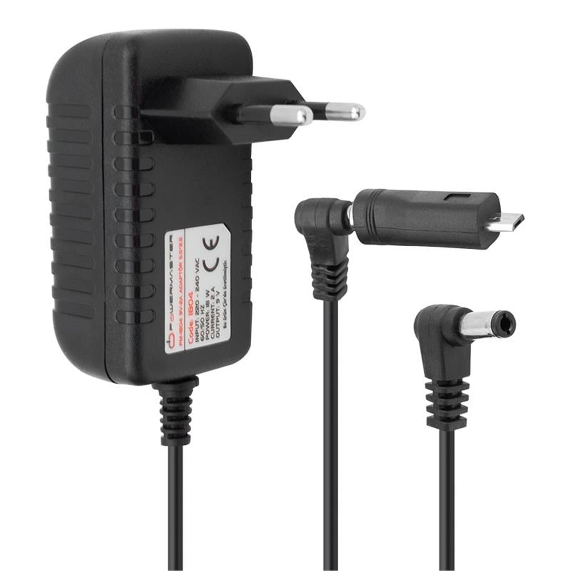 Powermaster Powermaster PM-1804 9 Volt - 2 Amper Priz Tipi 5 Uçlu Plastik Kasa Adaptör - Adaptörler