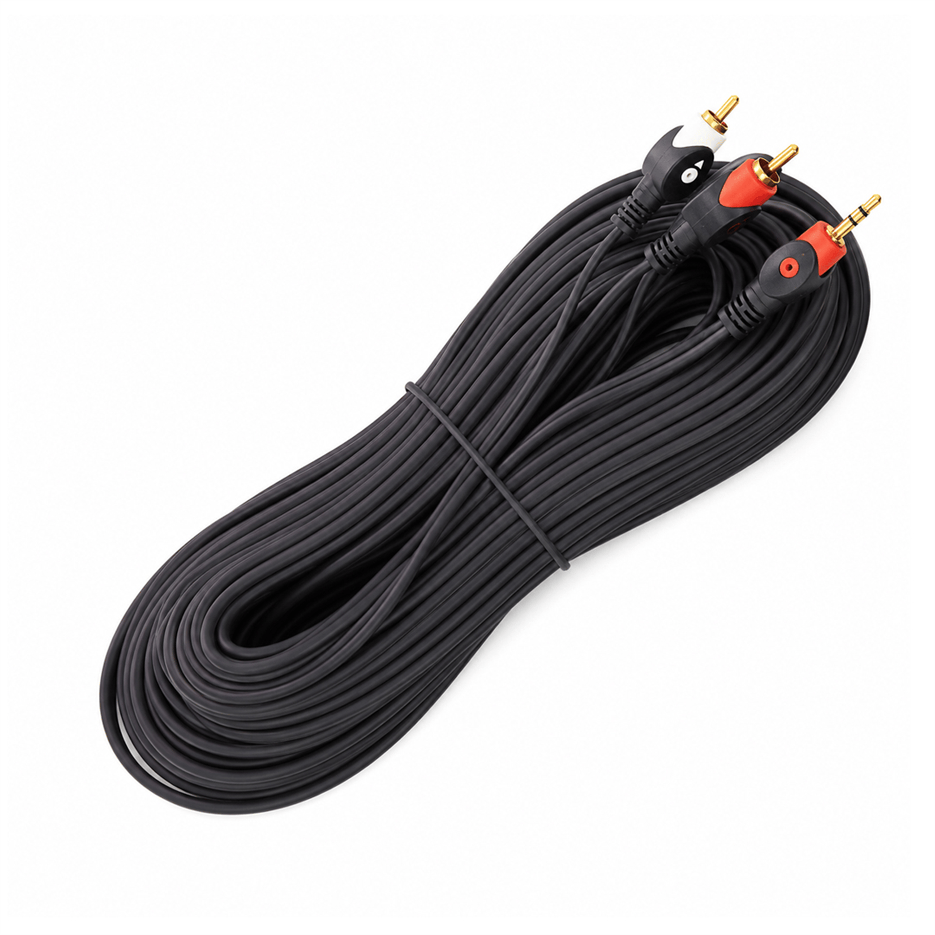 Powermaster Powermaster PM-1841 Siyah 2 Rca Erkek + 3.5 Mm Stereo Erkek Gold Uç 10 Metre Ses Kablosu - RCA-Ses Kabloları