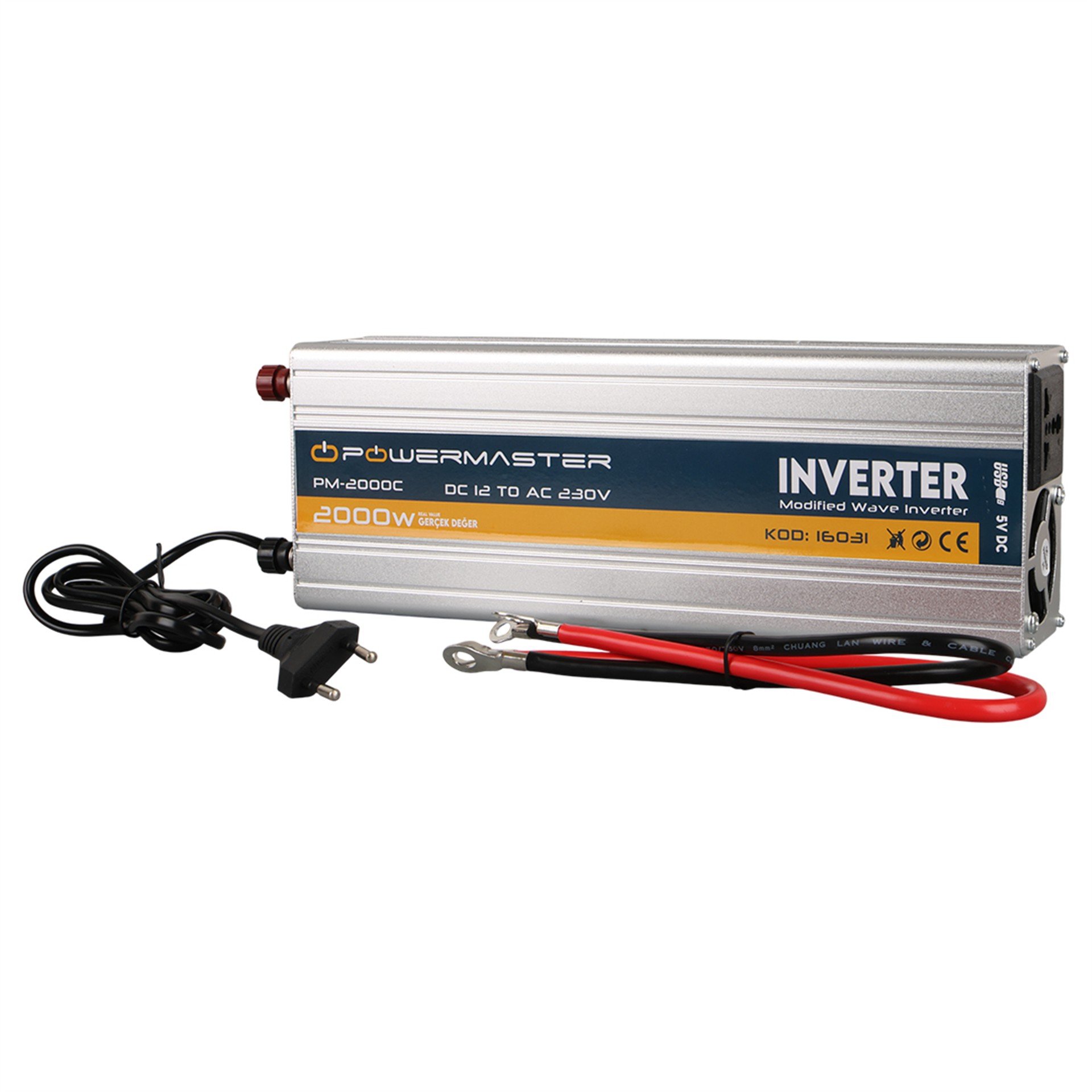 Powermaster Powermaster PM-2000C 12 Volt 2000 Watt Şarjlı UPS'li Inverter - Adaptörler