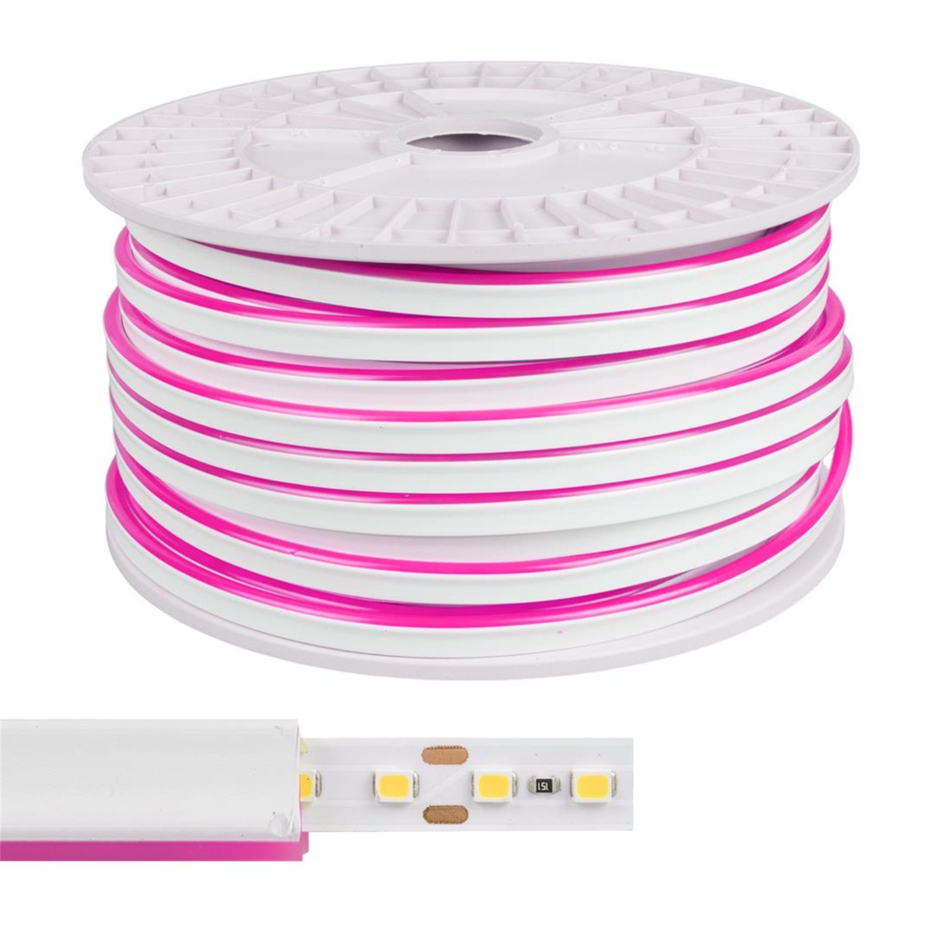 Powermaster PowerMaster PM-20390 12 Volt Pembe Şerit Neon LED (50 Metre) - Neon Şerit Led