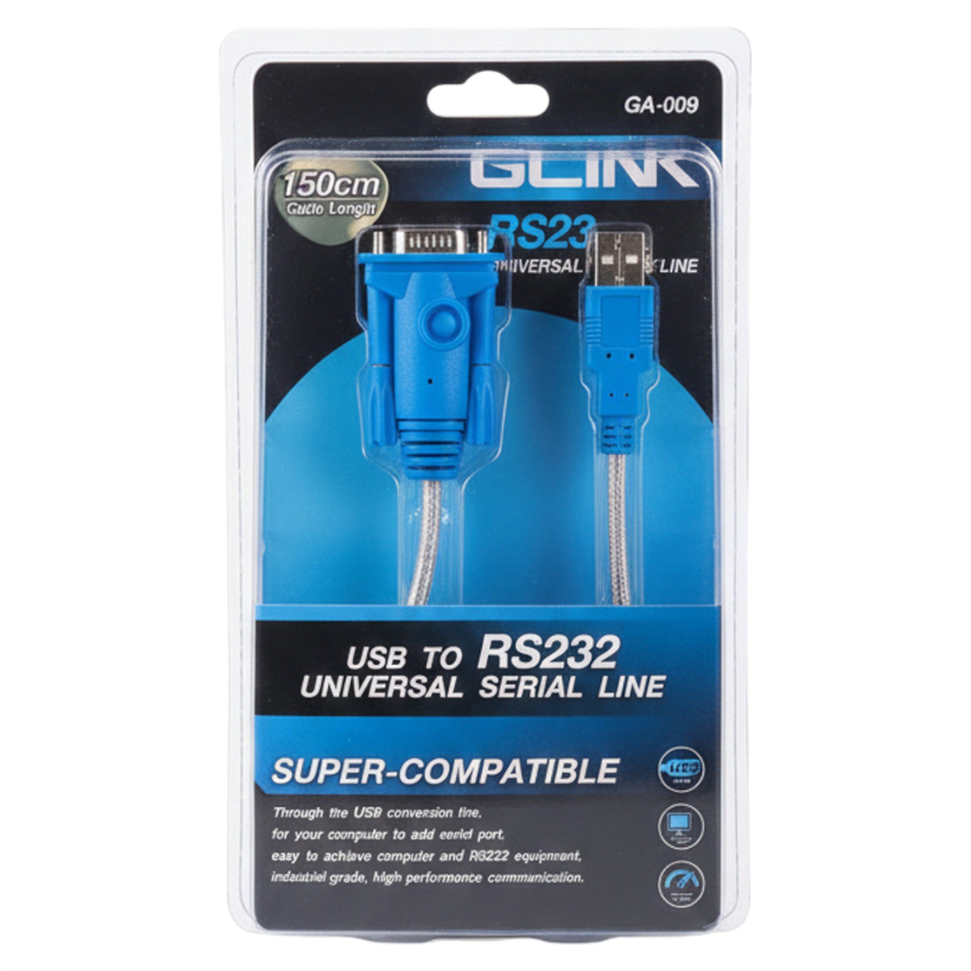 Powermaster PowerMaster PM-21764 USB to RS232 1.5 Metre Üniversal Serial Line (Glink GA-009) - Çevirici Dağıtıcı