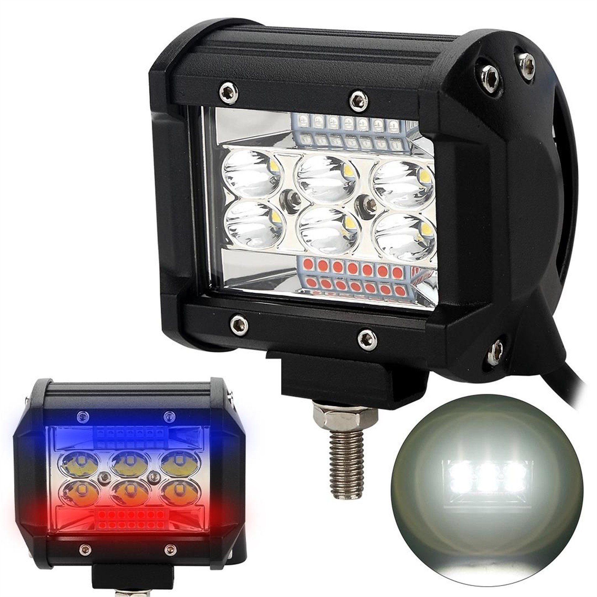 Powermaster PowerMaster PM-22741 4'' 10CM 60Watt Kırmızı Mavi Çakarlı Led Sis Lambası Motosiklet - ATV (Tekli Satılır) - Motosiklet Aksesuarları