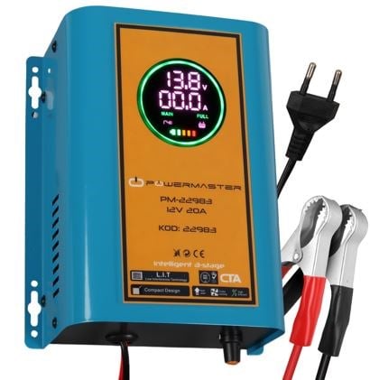 POWERMASTER PM-22983 12 VOLT 20 AMPER DİJİTAL EKRANLI AKÜ ŞARJ CİHAZI (İNGİLİZ SOKET)