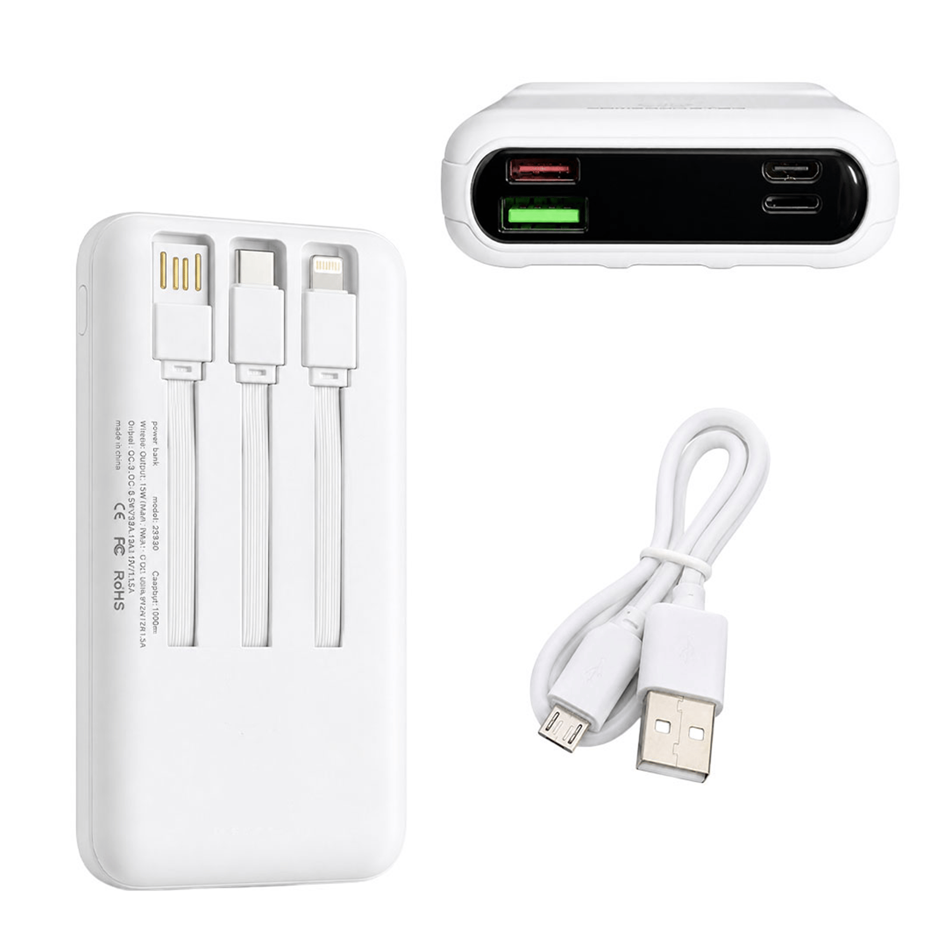 Powermaster Powermaster PM-23830 10000 Mah 15W Kablosuz Hızlı Şarj Ve Dahili Kablolu Powerbank - Powerbank