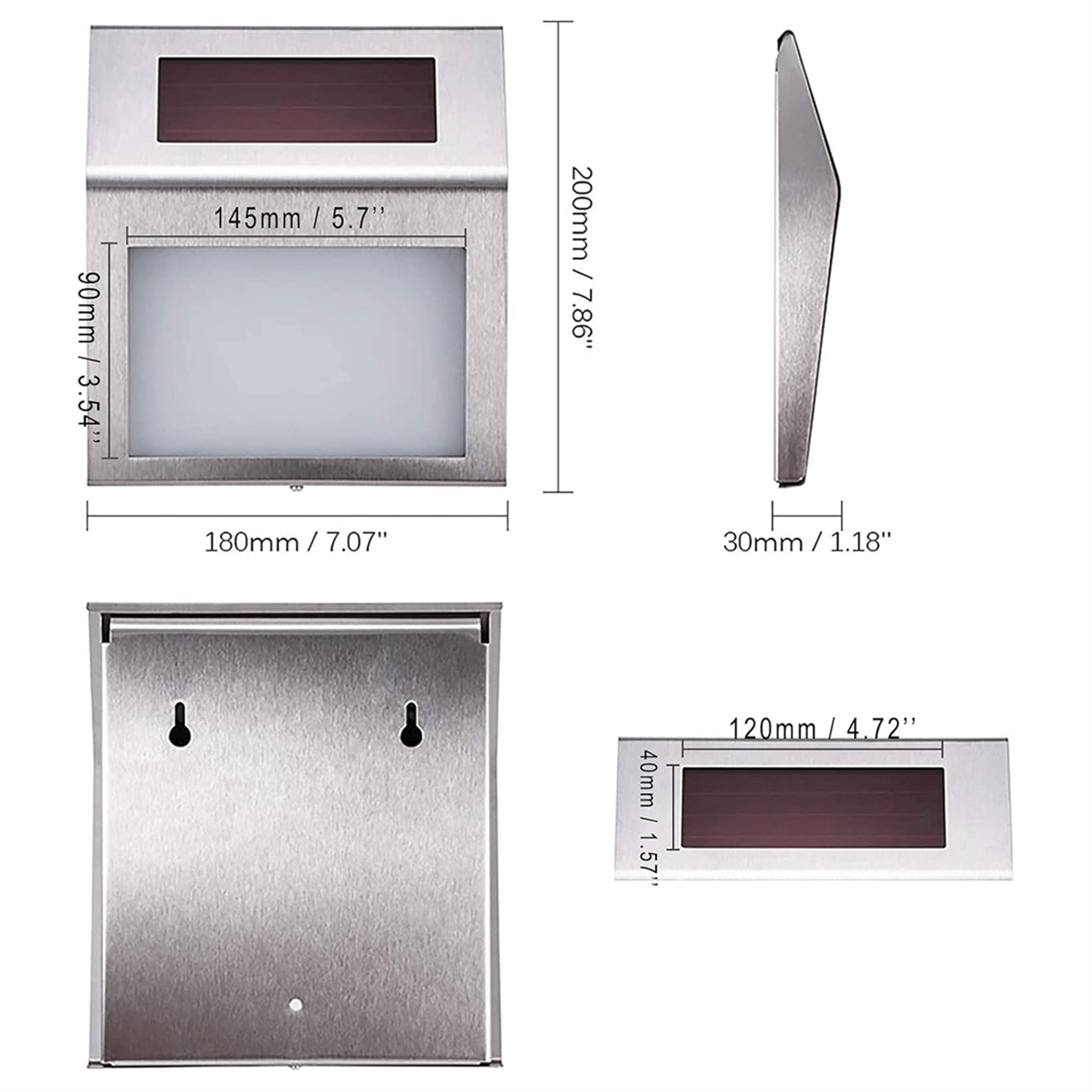 Powermaster Powermaster PM-24003 Güneş Enerjili (Solar) LED Işıklı Paslanmaz Çelik Kapı Numarası - Aksesuar
