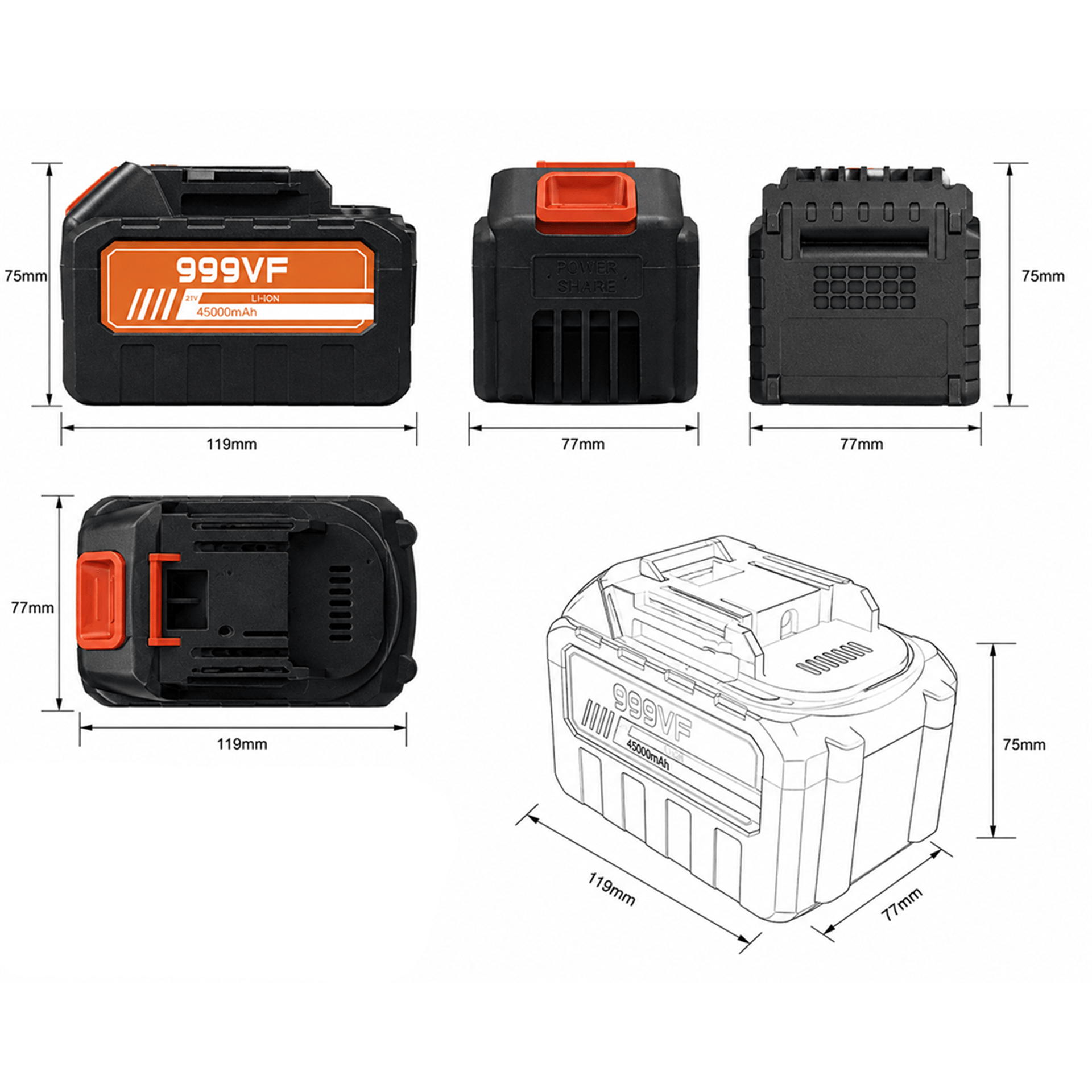 Reyonex POWERMASTER PM-24689 21 VOLT 45000 MAH LI-ION BATARYA (ARAÇ YIKAMA MAKİNESİ BATARYASI) - Piller