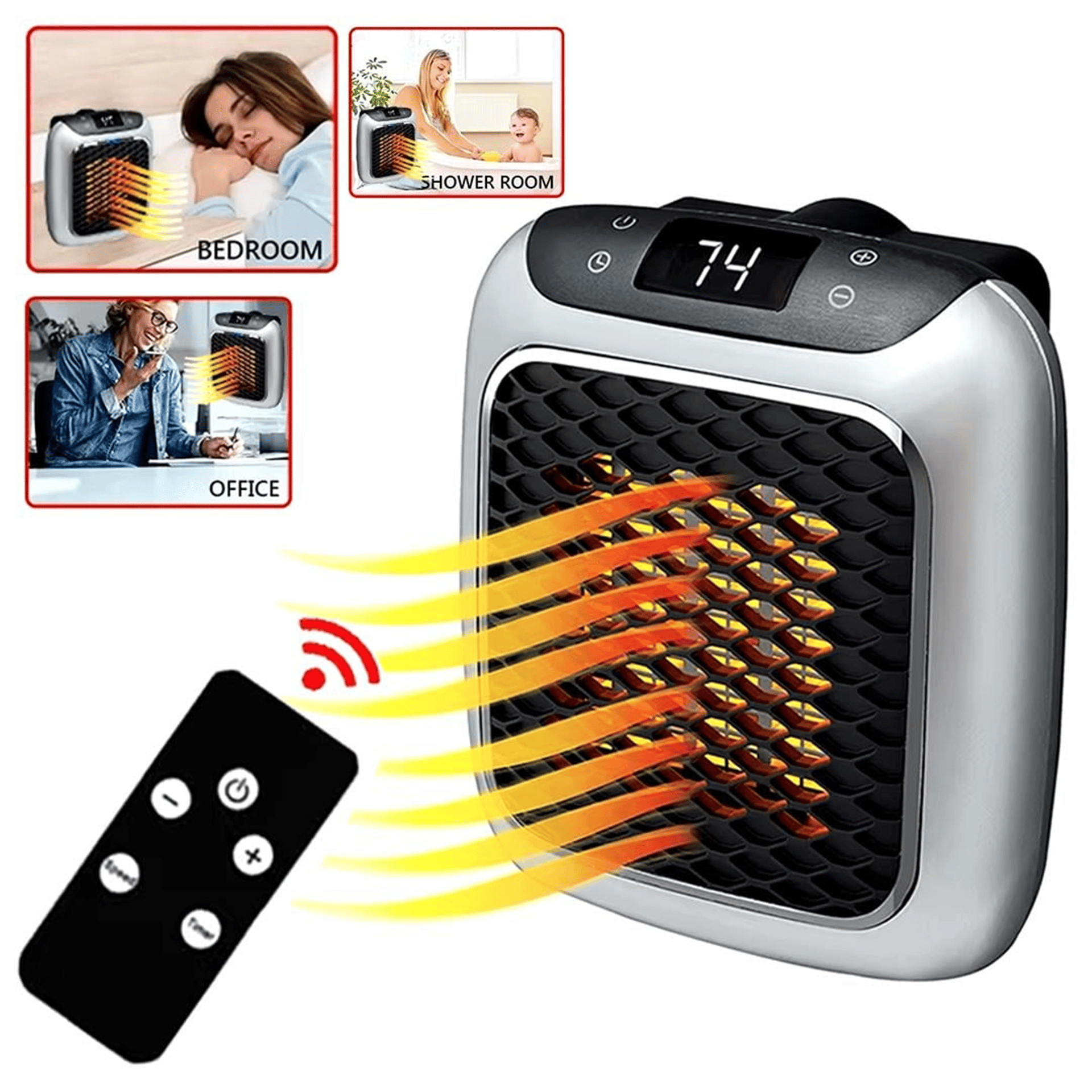 Powermaster Powermaster PM-24907 Uzaktan Kumandalı 800 Watt Priz Tipi Taşınabilir Isıtıcı (Zamanlayıcı - Otomatik Kapanma) - Isıtıcılar