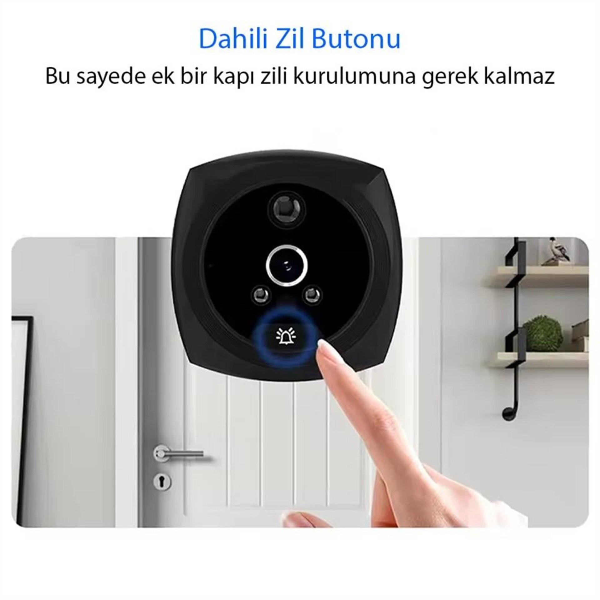 Powermaster Powermaster PM-24933 3.5 Inch Kameralı Akıllı Kapı Zili - Kapı Zilleri-Alarm