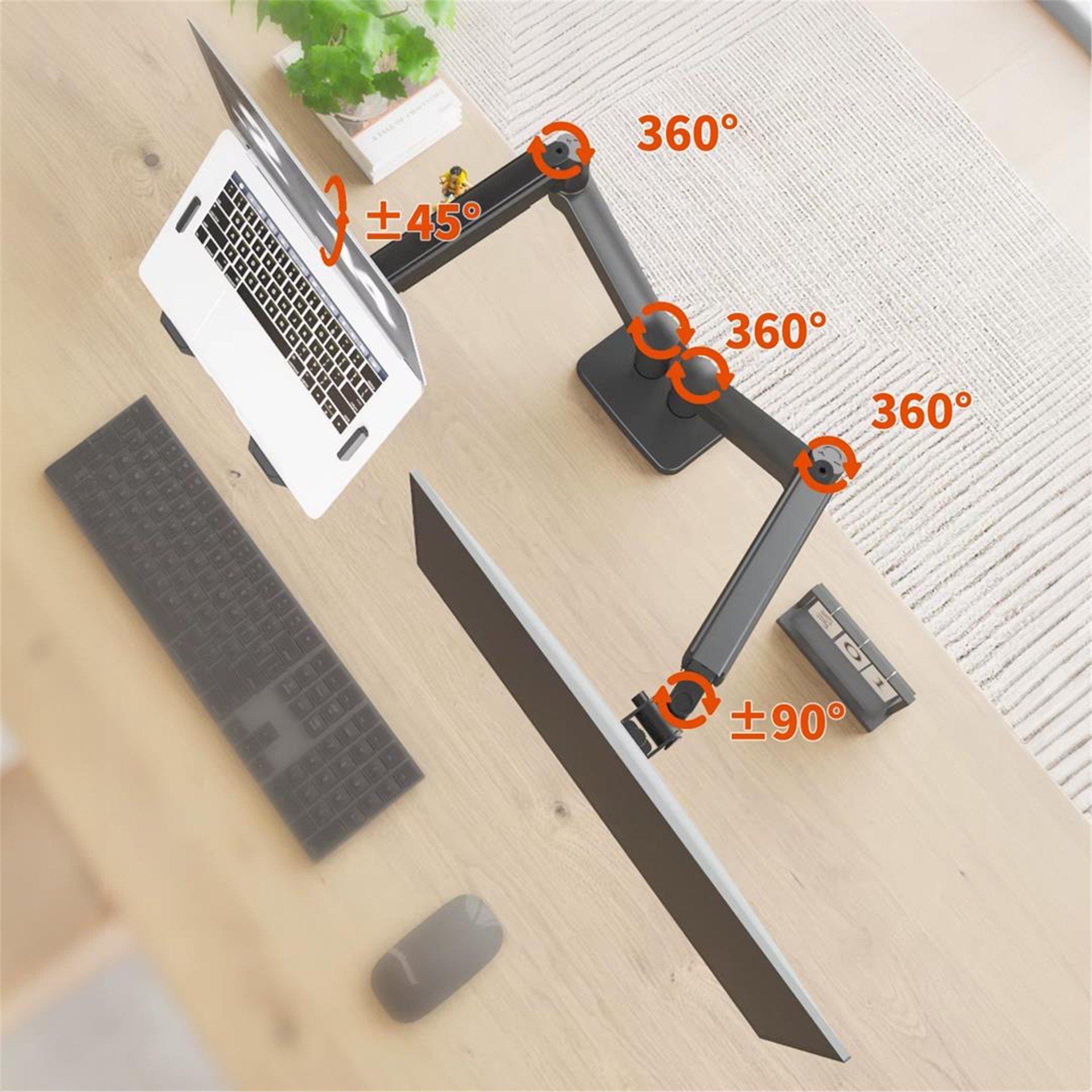 Powermaster PowerMaster PM-252D-J 13-32'' Amortisörlü Stand Çift Kol LCD-LED Gaming Monitör Laptop Tutucu Masa Askı Aparatı - Tv Askı Aparatları