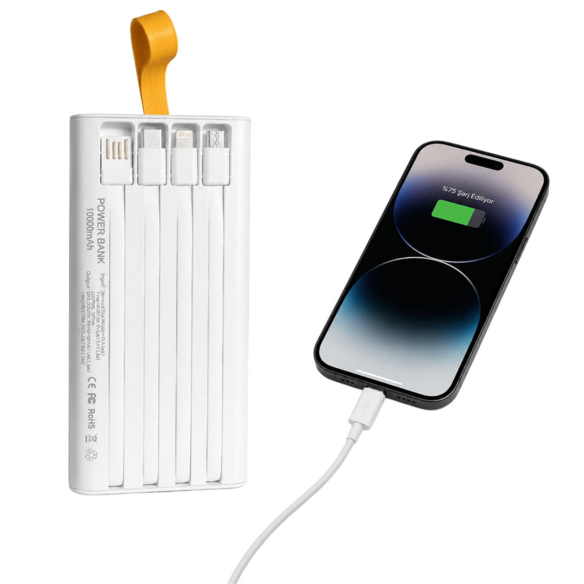 Powermaster Powermaster PM-25402 10000 Mah Çift Usb + Type-C Girişli Beyaz Powerbank - Powerbank