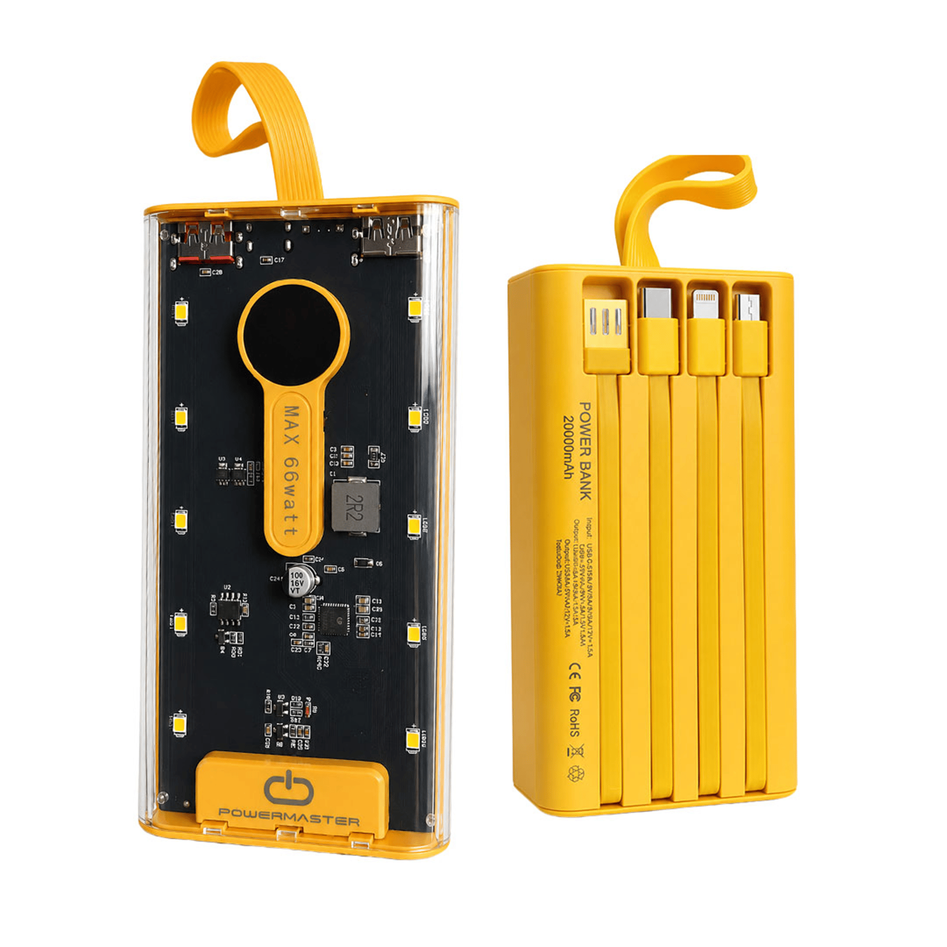 Powermaster Powermaster PM-25404 20000 Mah Çift Usb + Type-C Girişli Sarı Powerbank - Powerbank