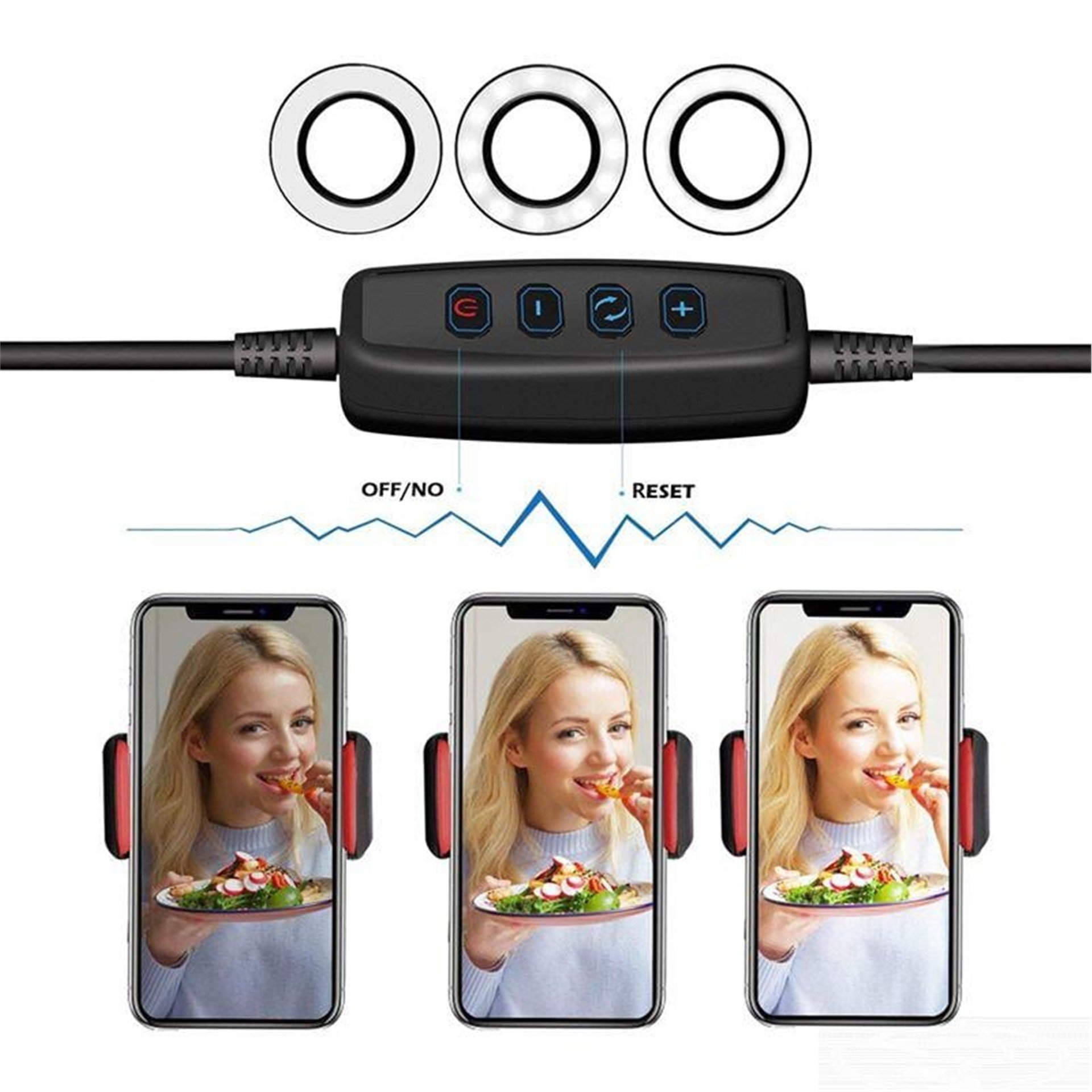 Powermaster Powermaster PM-2577 Masa Sabitlemeli 3000K-5000K-6500K Selfie Işıklı Telefon Tutacağı Akrobat 2in1 - Telefon Tutacakları