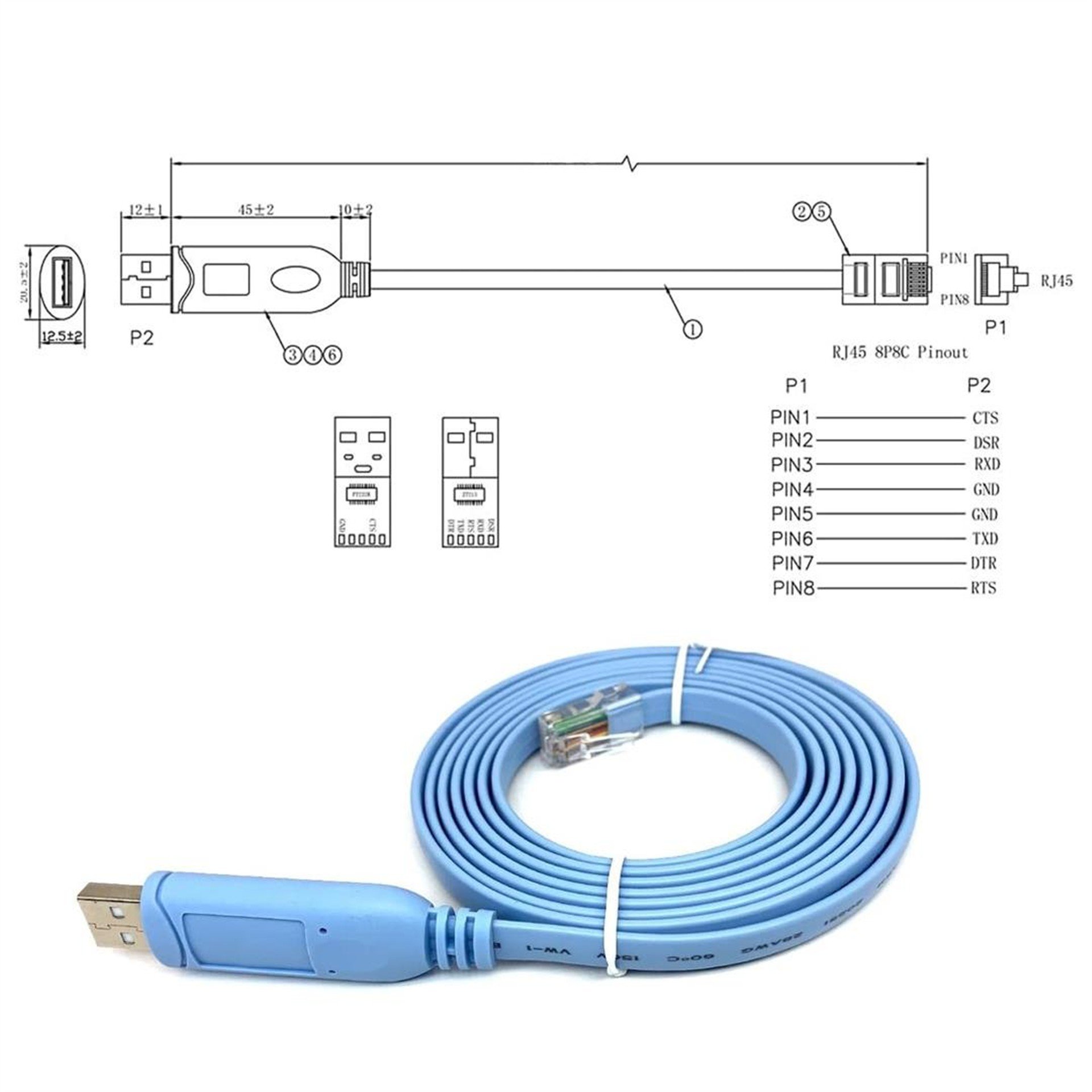Powermaster PowerMaster PM-25874 USB FT232RL Chip to RJ45 Ethernet Kablo (1.5 Metre) - Diğer Kablo Çeşitleri
