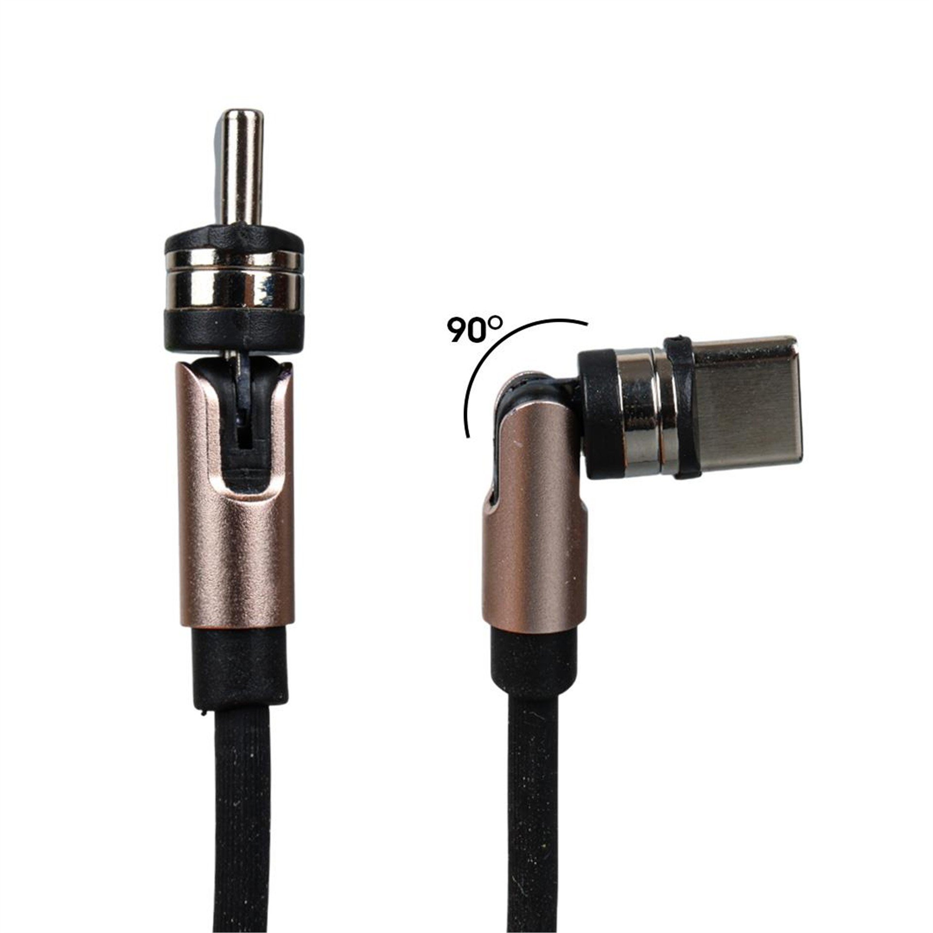Powermaster Powermaster PM-25906 Siyah 3in1  (Type C- Lightning- Micro Usb) Manyetik Uç Taşınabilir Şarj Kablosu - Şarj Cihazları