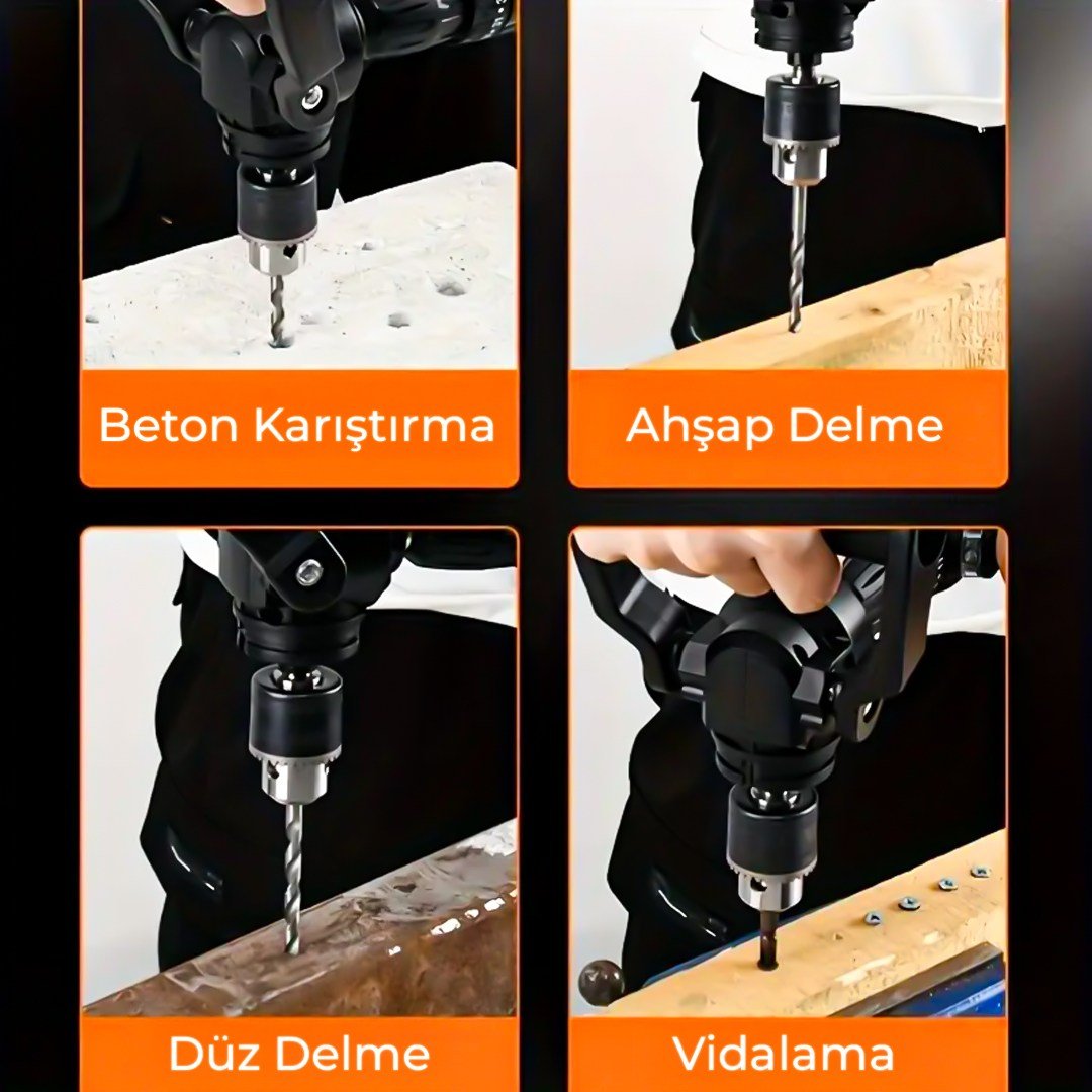 POWERMASTER PM-26255 MANDRENLİ 90 DERECE AÇILI UNİVERSAL MATKAP BAŞLIK SETİ ADAPTÖRÜ OYNAR TUTMA KOLLU
