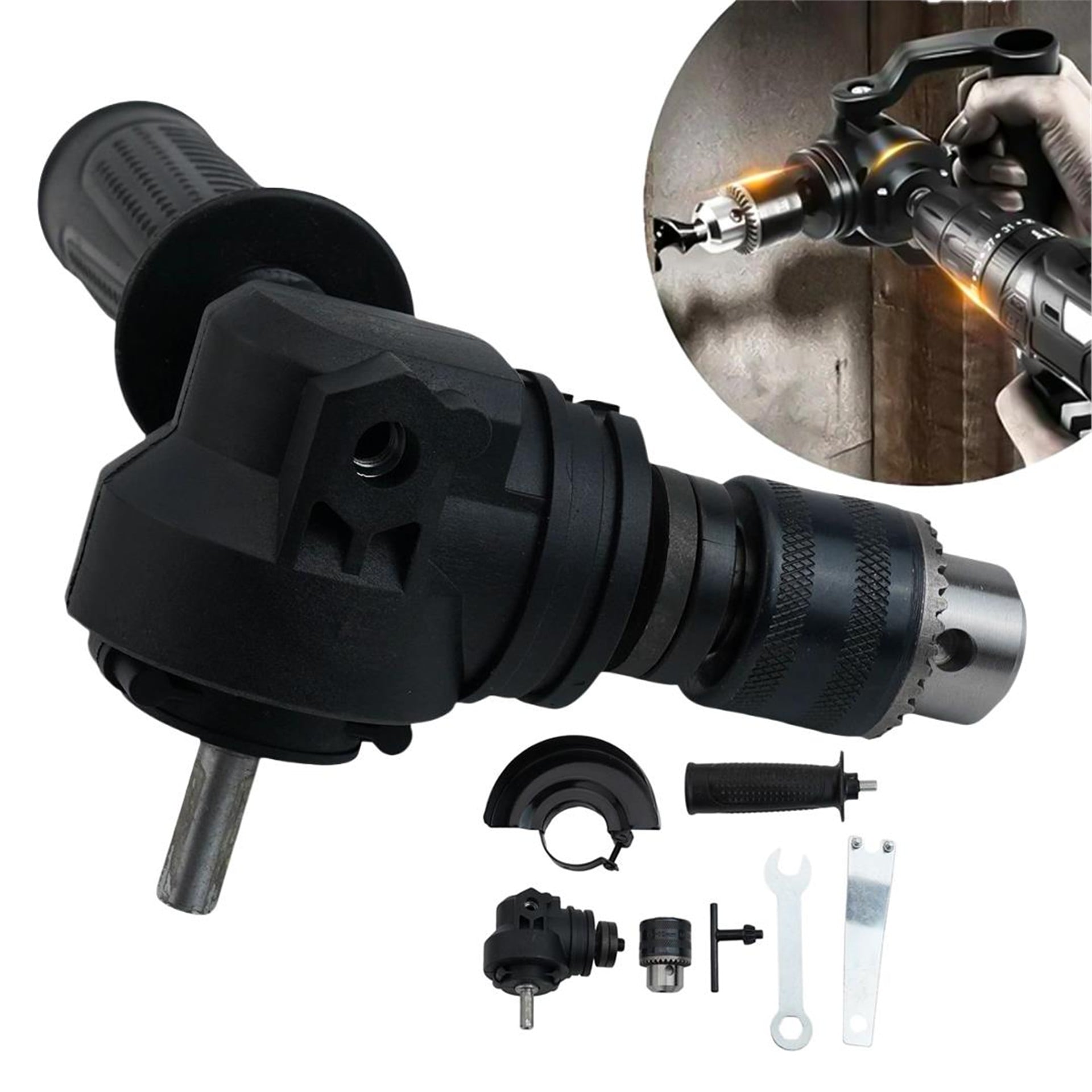 Powermaster PowerMaster PM-26256 Mandrenli 90 Derece Açılı Universal Matkap Başlık Seti Adaptörü - Matkap ve Matkap Uçları