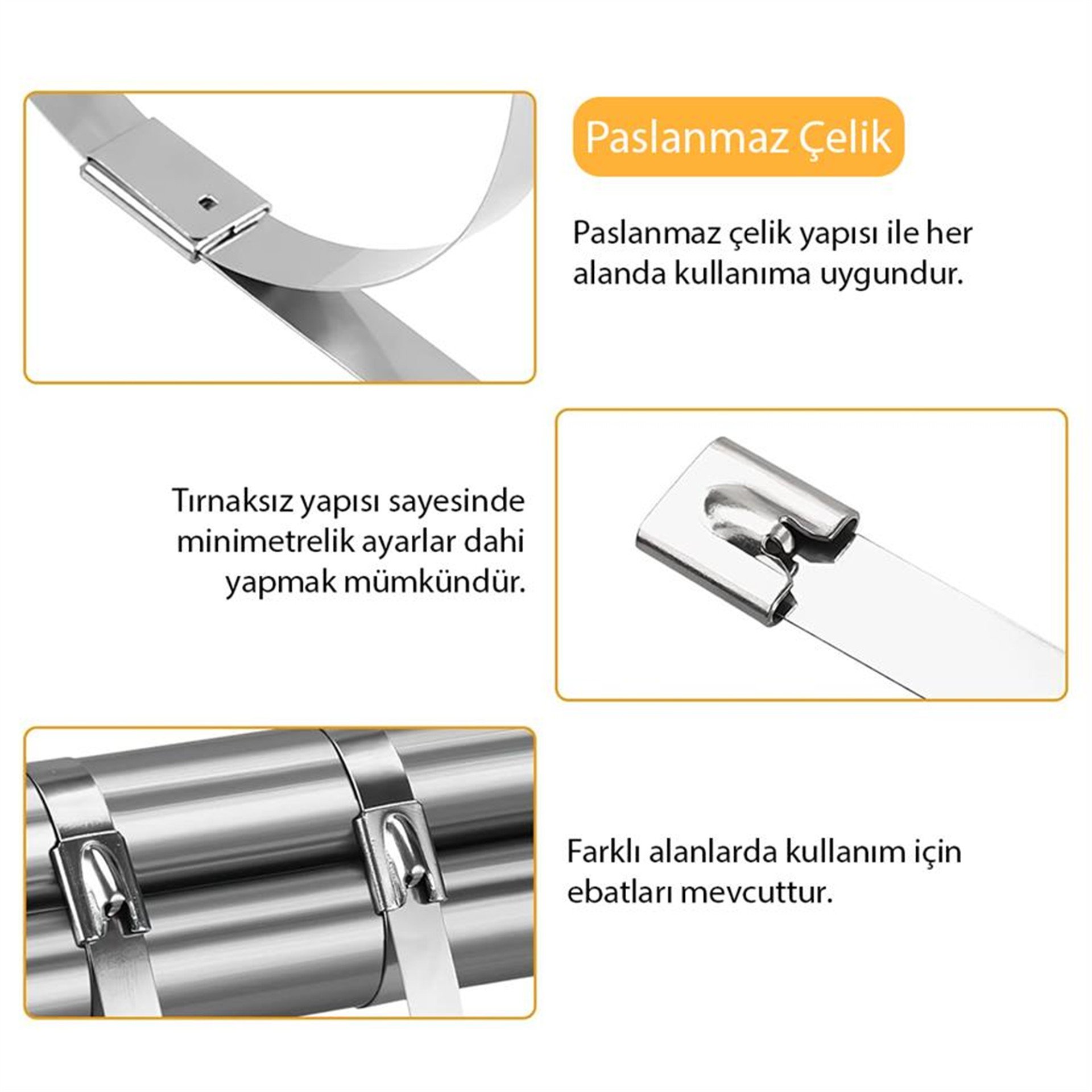Powermaster PowerMaster PM-26364 304 Paslanmaz Çelik Kablo Bağı 7.9X500Mm - Kablo Ekipmanları