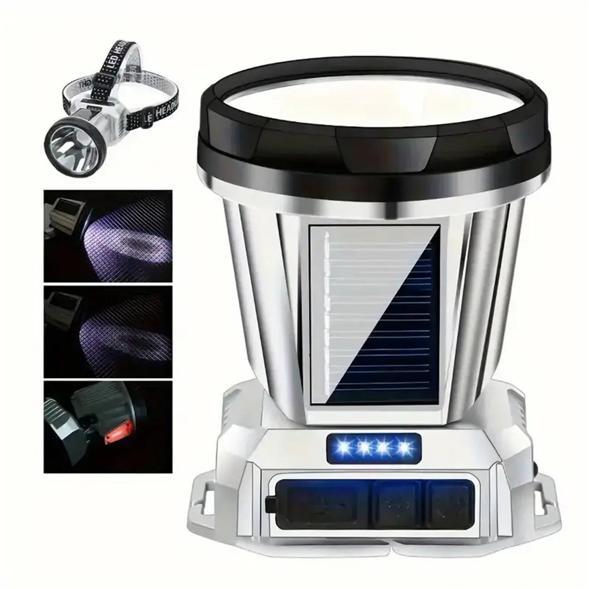Powermaster PowerMaster PM-26721 Solar Panelli Ledli Kafa Lambası Feneri 1600mAh 6 Modlu Sensörlü - Fener ve Işıldaklar
