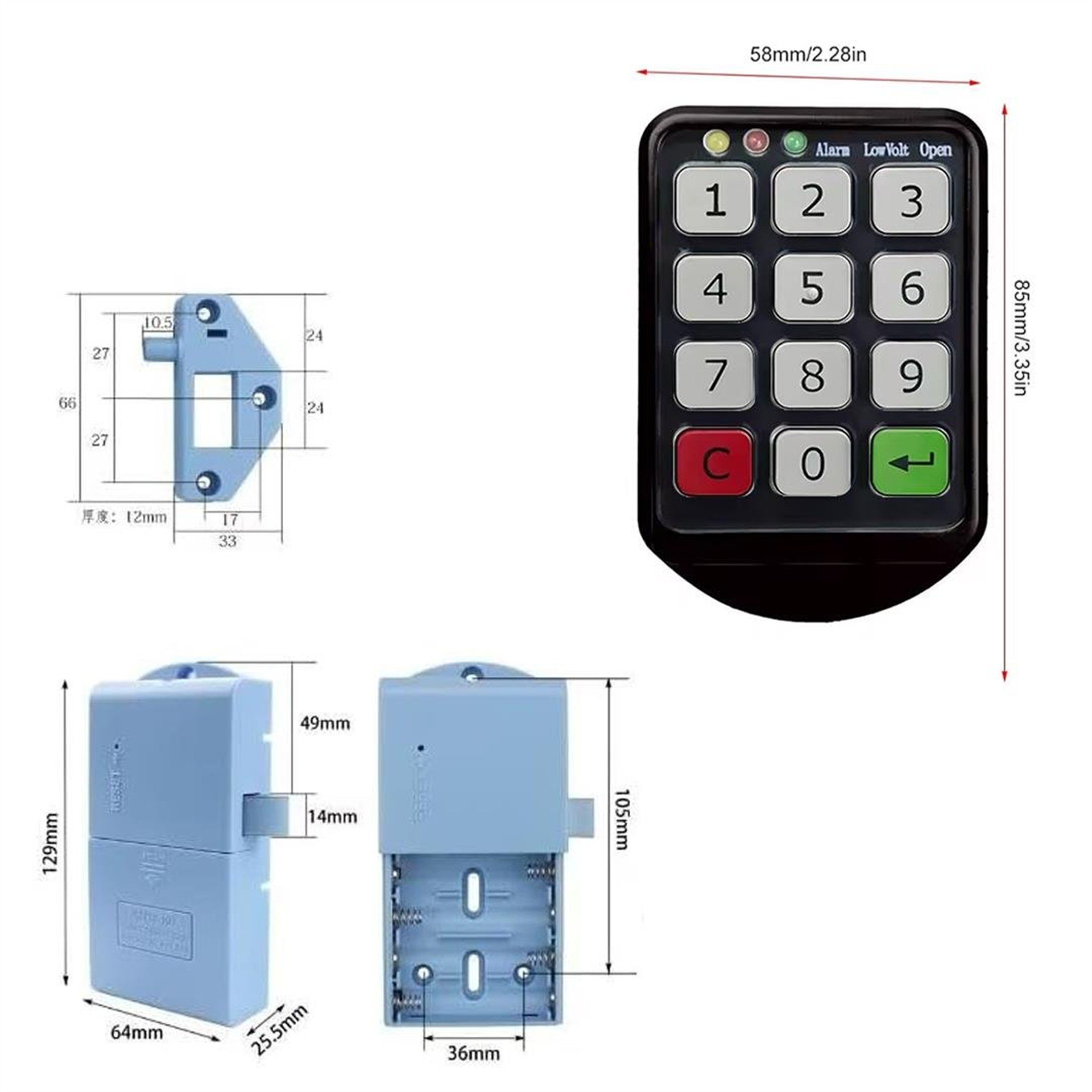 Powermaster PowerMaster PM-26724 Tuş Şifreli Siyah Çekmece Dolap Kilidi (2'li Paket) - Kapı Kilitleri