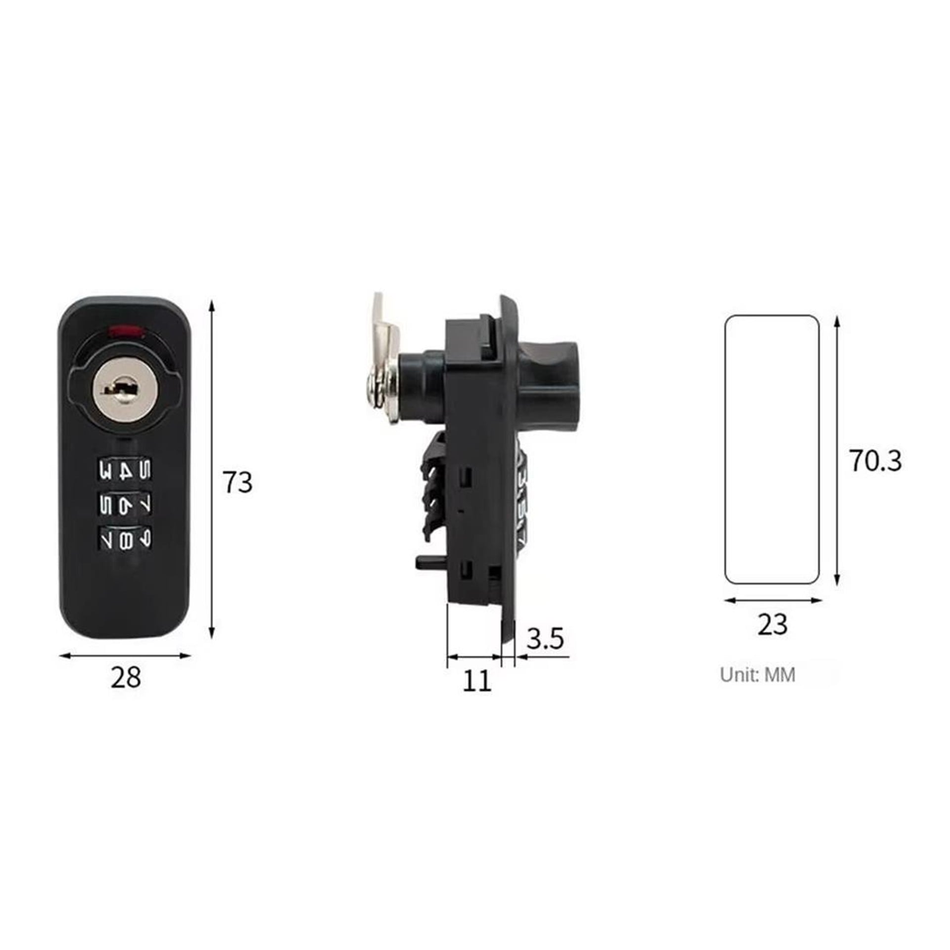 Powermaster PowerMaster PM-26725 3 Haneli Şifreli Ve Anahtarlı Mekanik Siyah Çekmece Dolap Kilidi (Sol) - Kapı Kilitleri