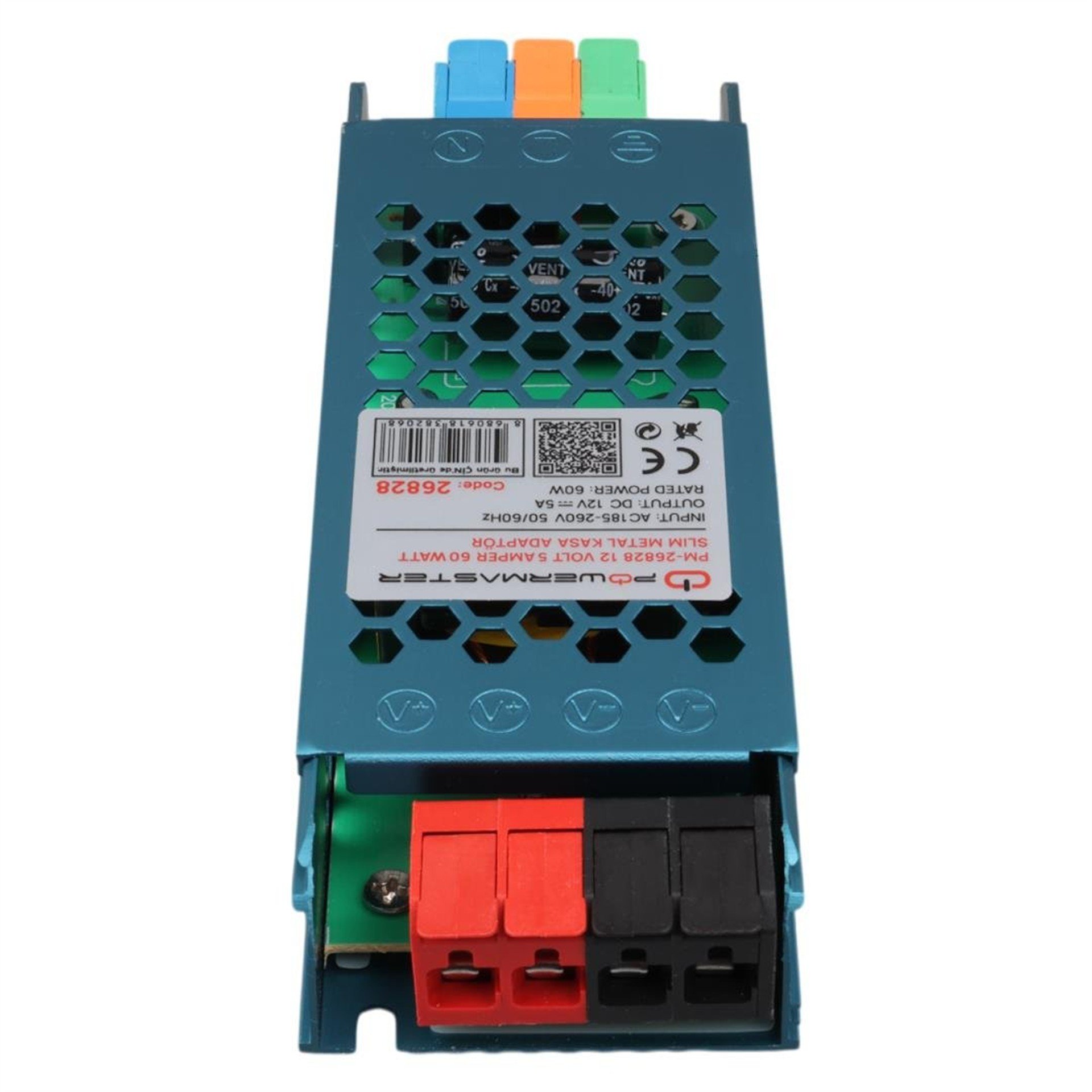 Powermaster PowerMaster PM-26828 12 Volt 5 Amper 60 Watt Slim Metal Kasa Adaptör 140x50x23mm - Metal Kasa Adaptörler