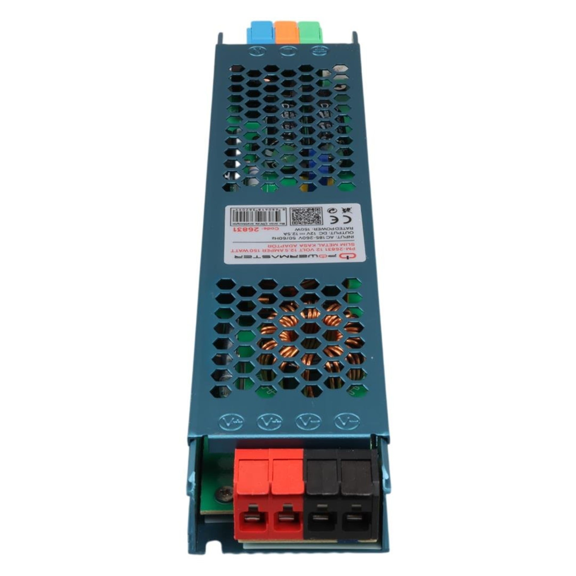Powermaster PowerMaster PM-26831 12 Volt 12.5 Amper 150 Watt Slim Metal Kasa Adaptör 238x50x23mm - Metal Kasa Adaptörler