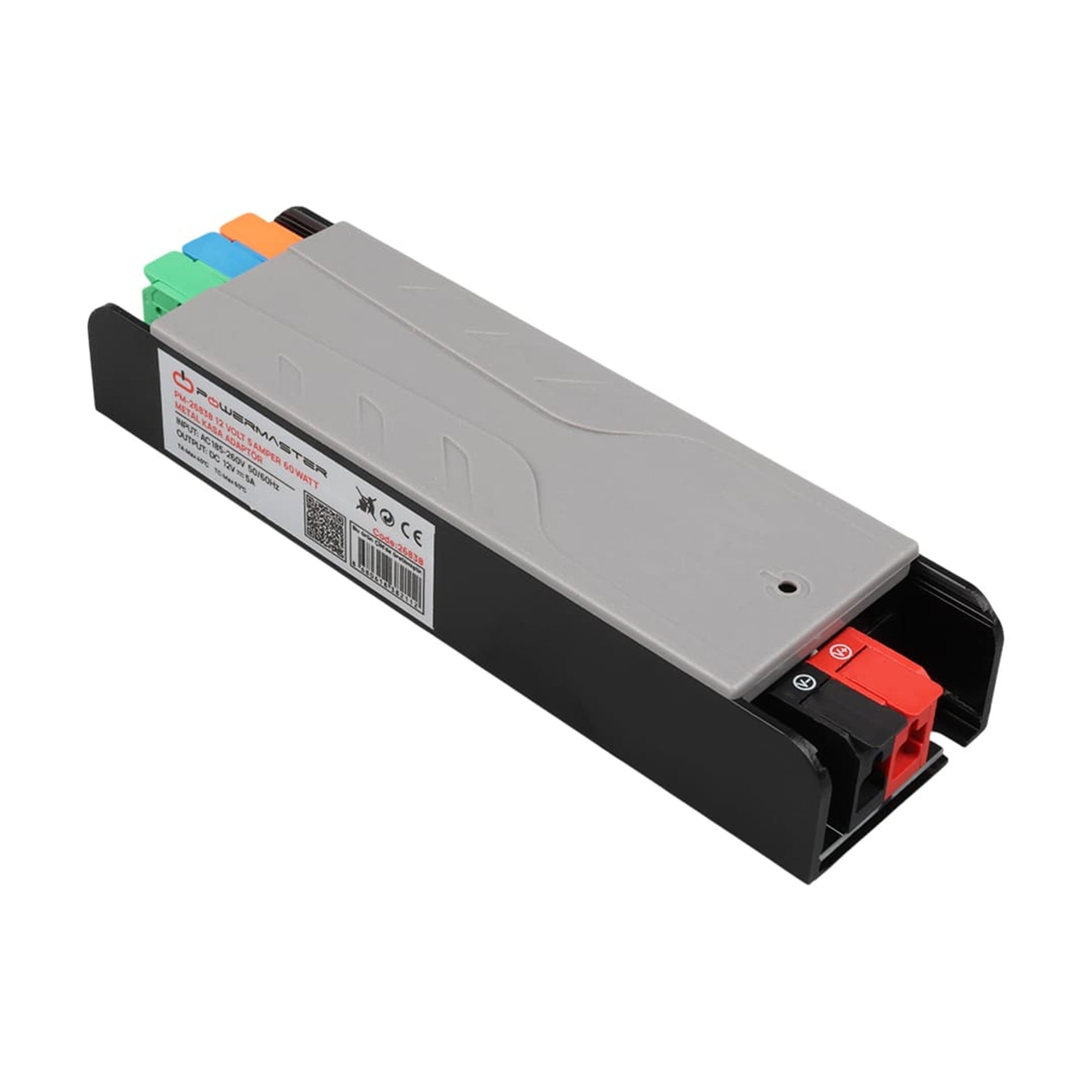Powermaster Powermaster PM-26838 12 Volt 5 Amper 60 Watt Slim Metal Kasa Adaptör 148X43x27mm - Metal Kasa Adaptörler
