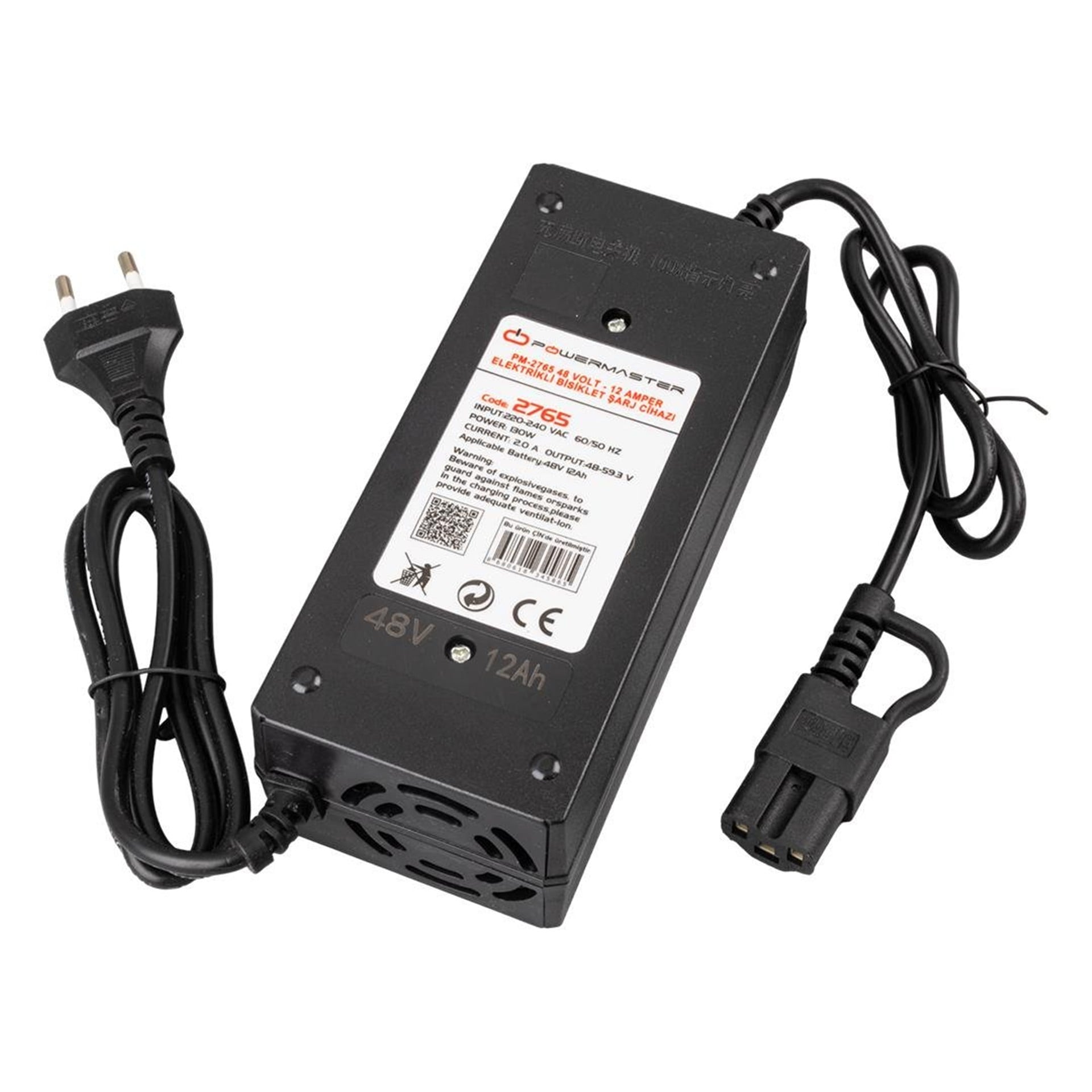 Powermaster Powermaster PM-2765 48 Volt - 12 Amper Elektrikli Bisiklet Şarj Cihazı - Elektrikli Bisiklet Şarj Cihazı