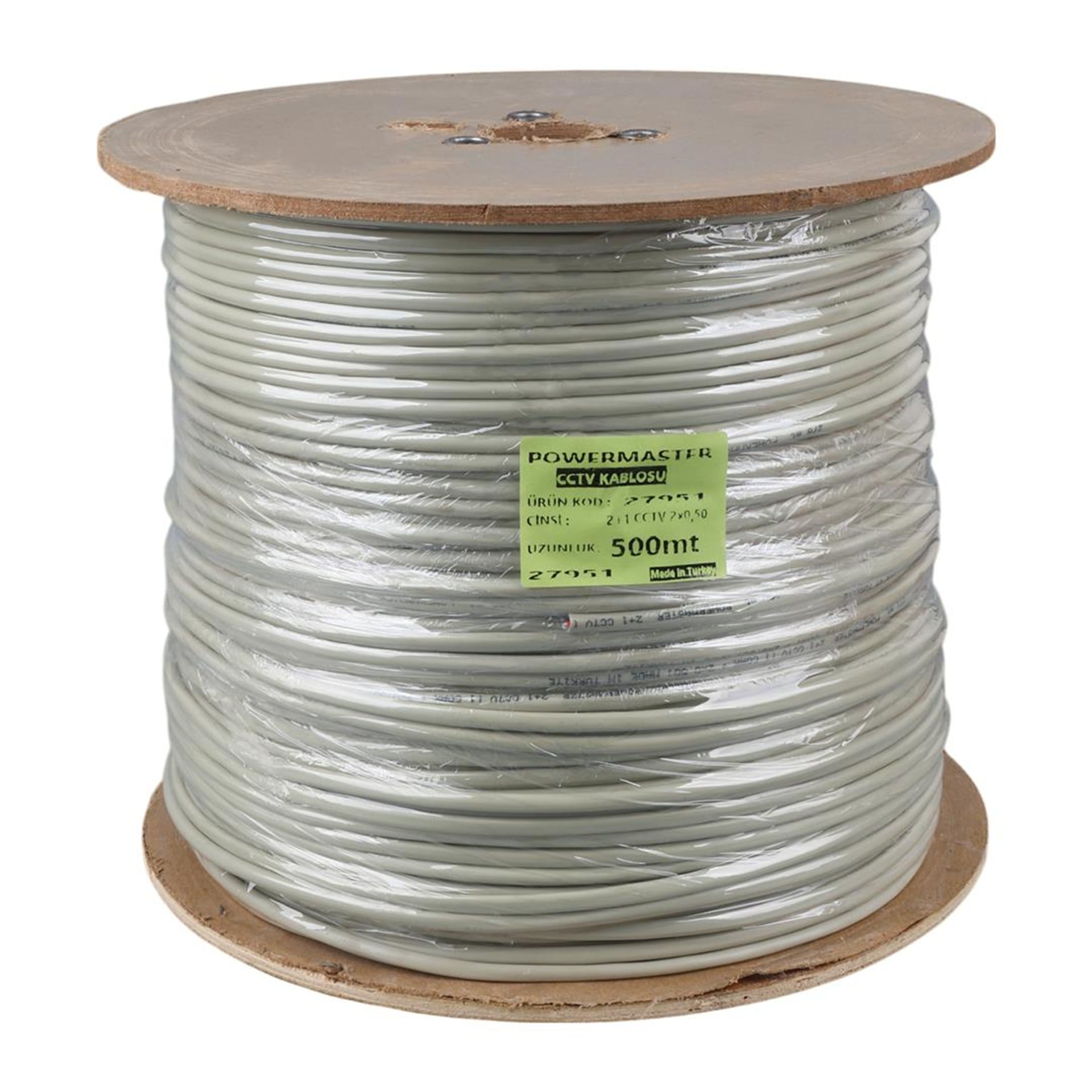 Powermaster PowerMaster PM-27951 2+1X0.50mm CCA CCTV Kamera Kablosu (500 Metre) - Cctv Kablolar