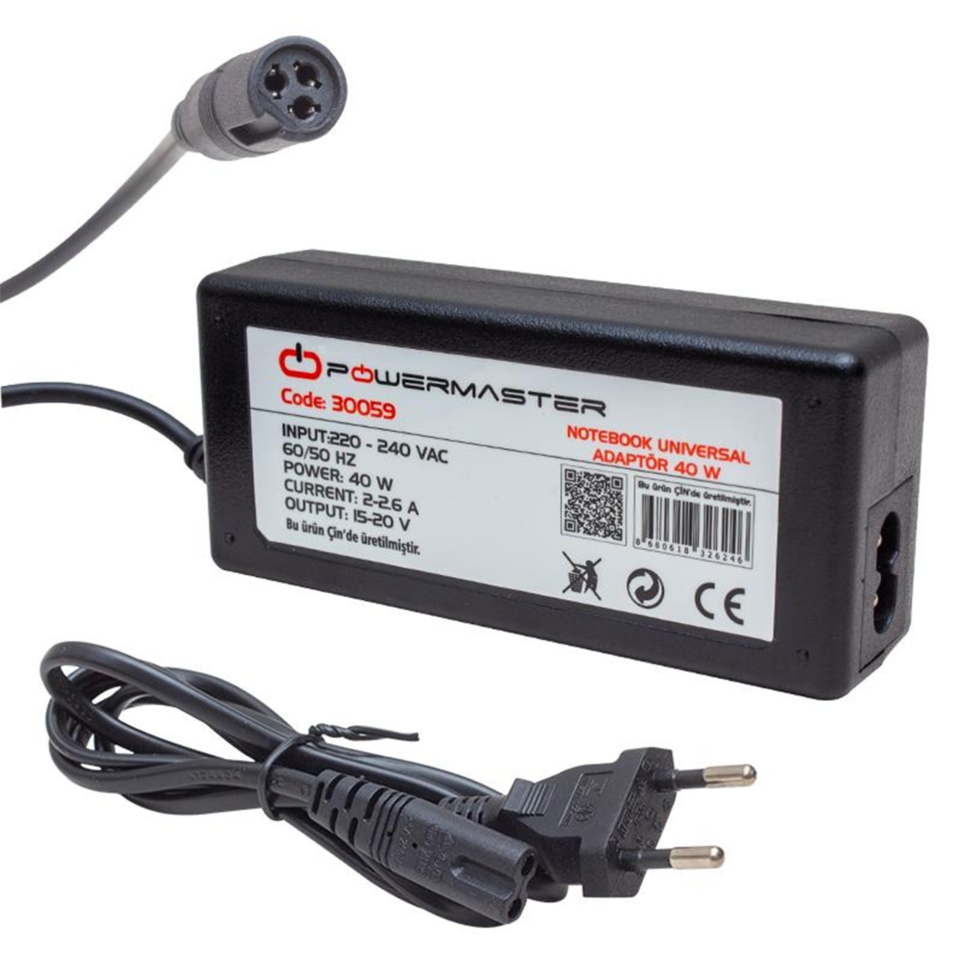 Powermaster Powermaster PM-30059 15 Volt - 20 Volt Arası 40 Watt Universal Notebook Adaptör - Adaptörler