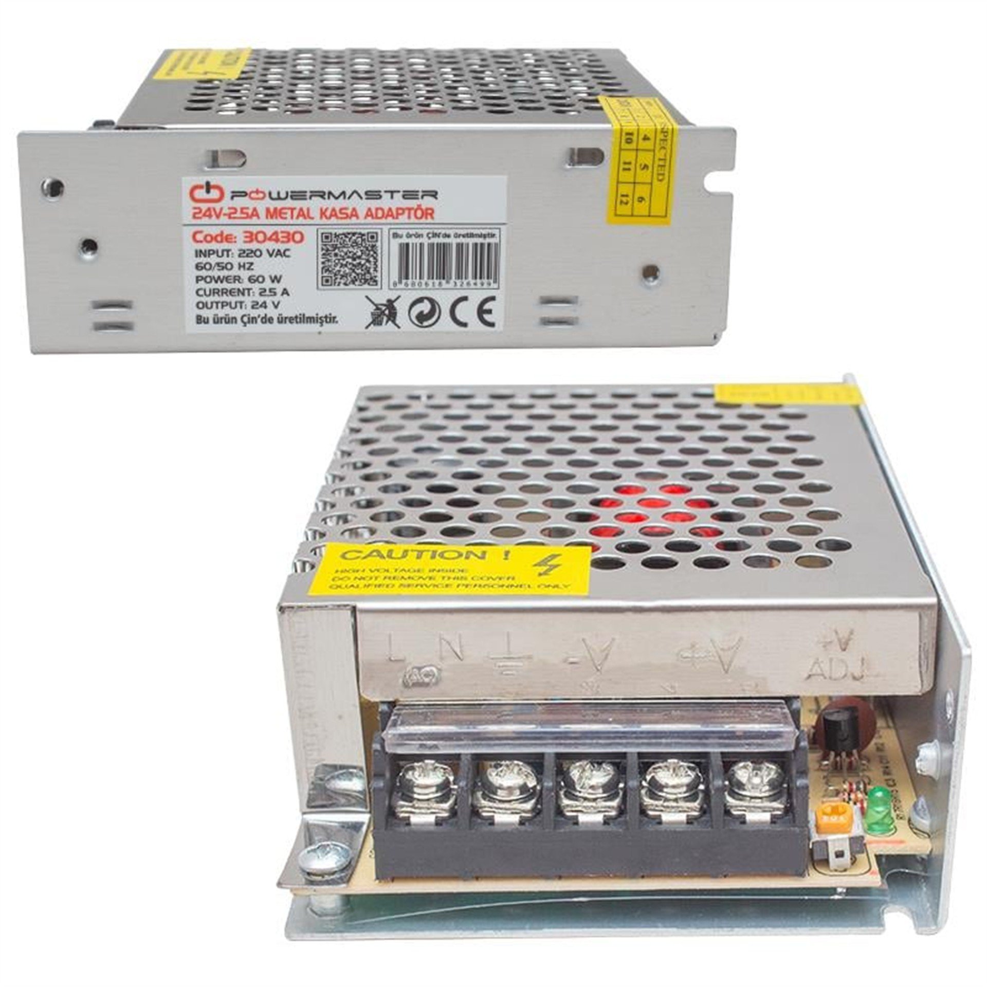 Powermaster Powermaster PM-30430 24 Volt - 2.5 Amper Metal Kasa Adaptör - Metal Kasa Adaptörler