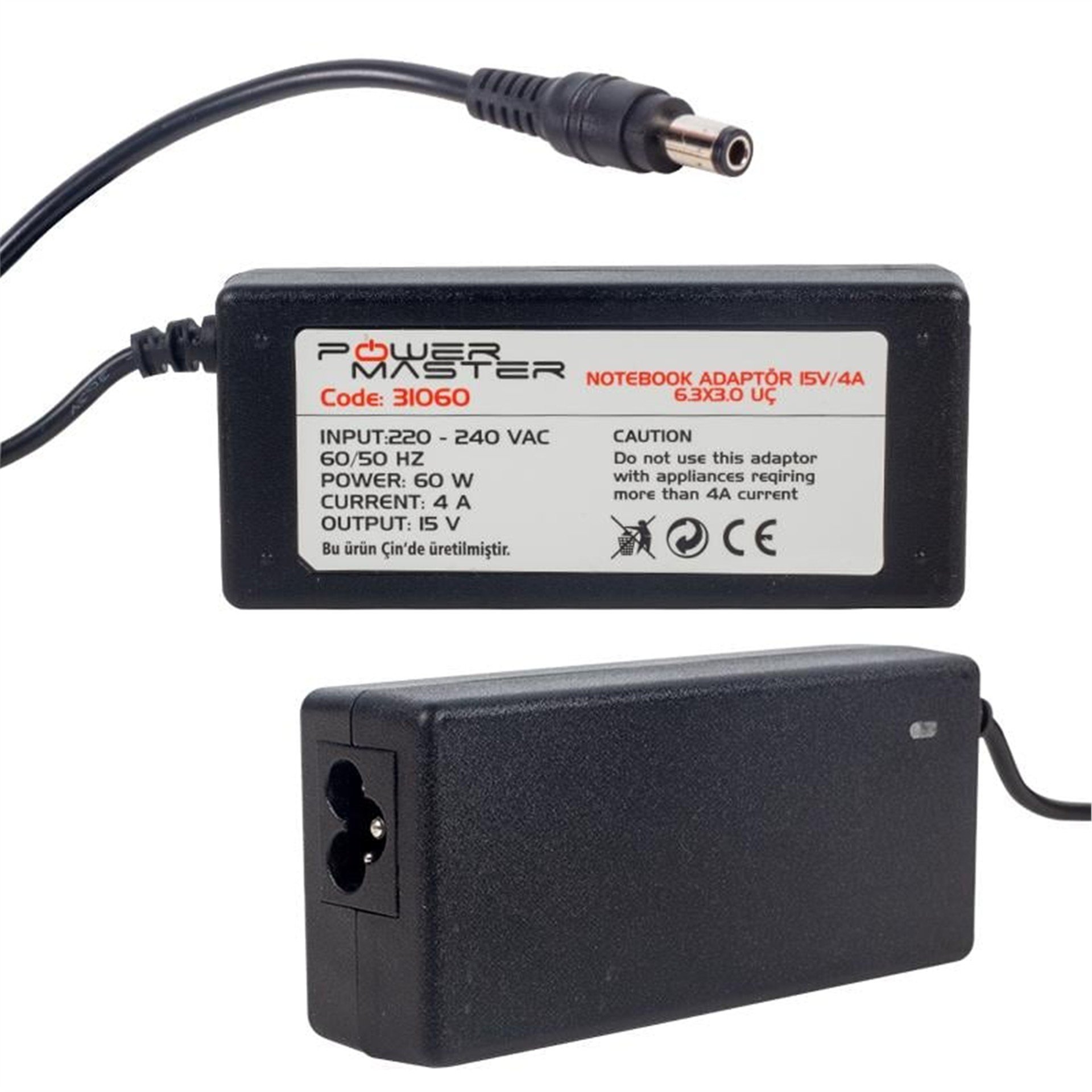 Powermaster Powermaster PM-31060 15 Volt - 4 Amper 6.3*3.0 Mm Uçlu Adaptör (Toshiba Notebook) - Adaptörler
